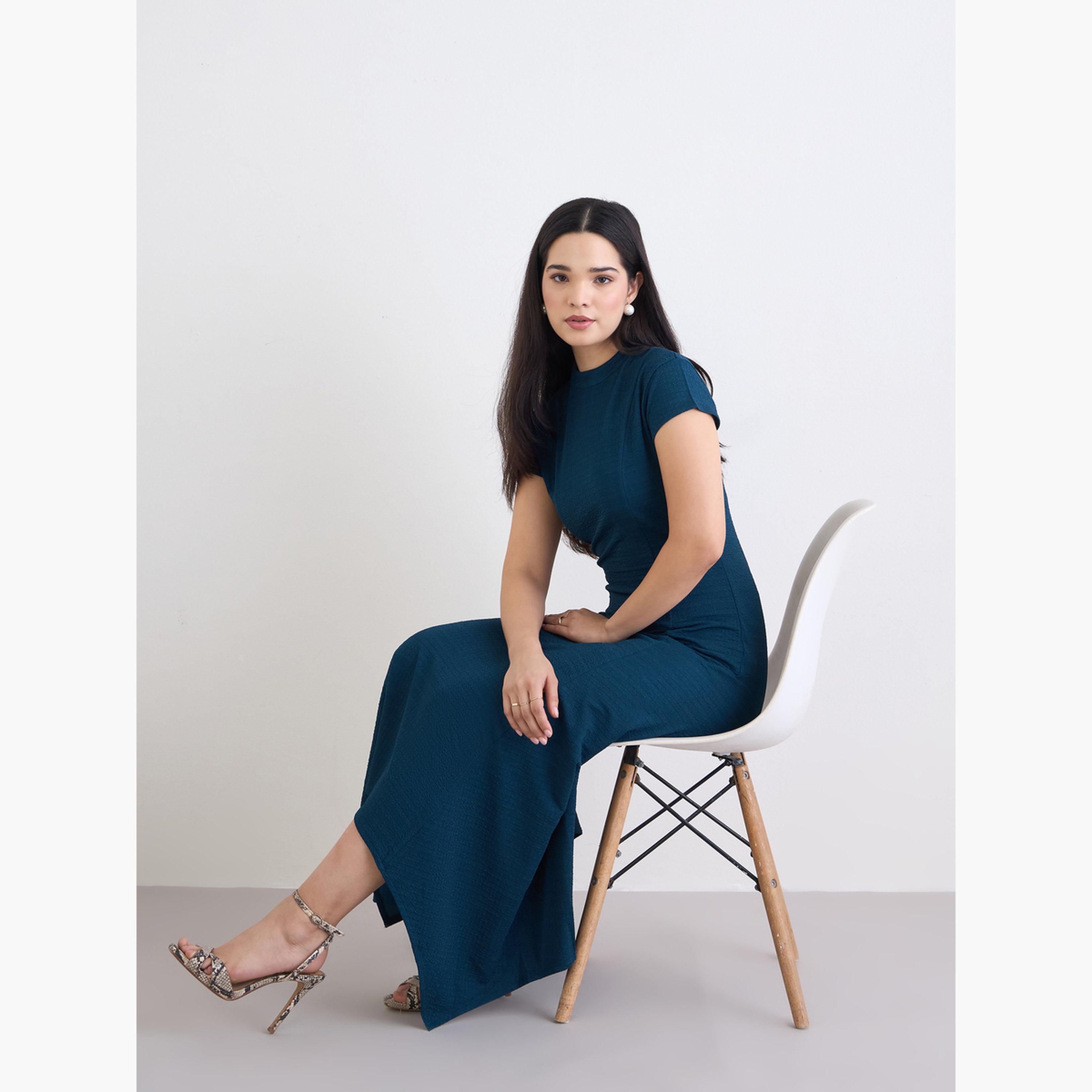 Styli Women Teal Asymmetric Hem Maxi Dress-women-clothing-dresses-image-3