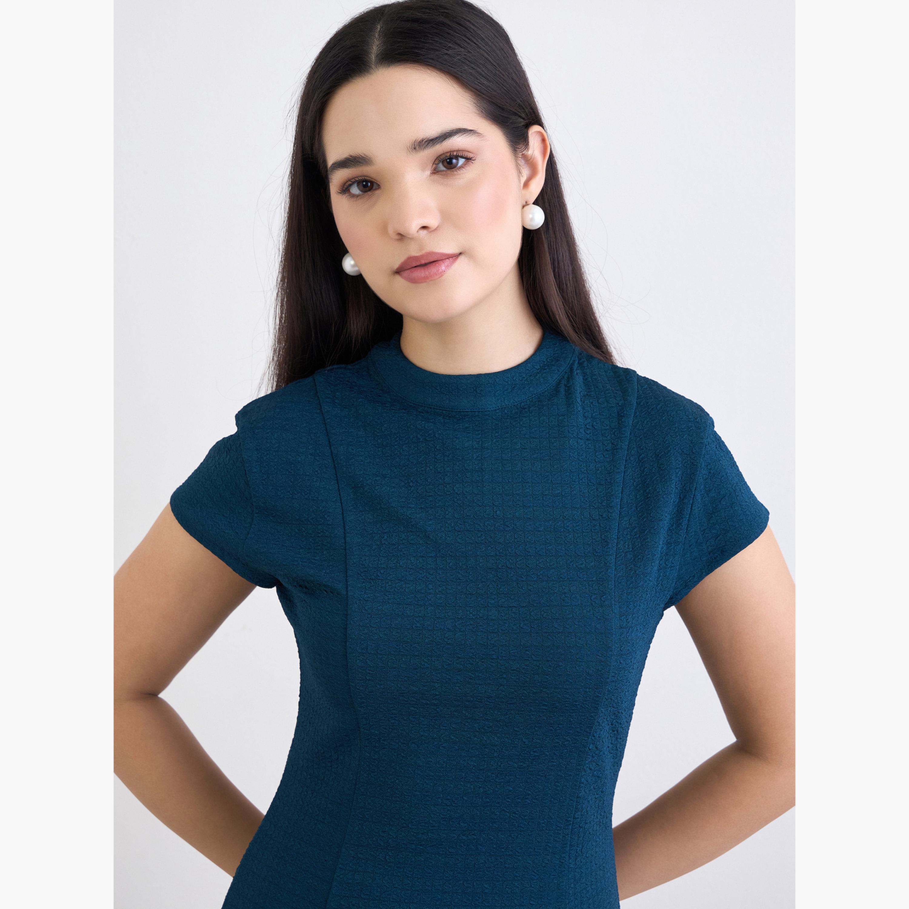 ستايلي - فستان ماكسي أزرق مخضر بحافة غير متماثلة للنساء-women-clothing-dresses-image-4