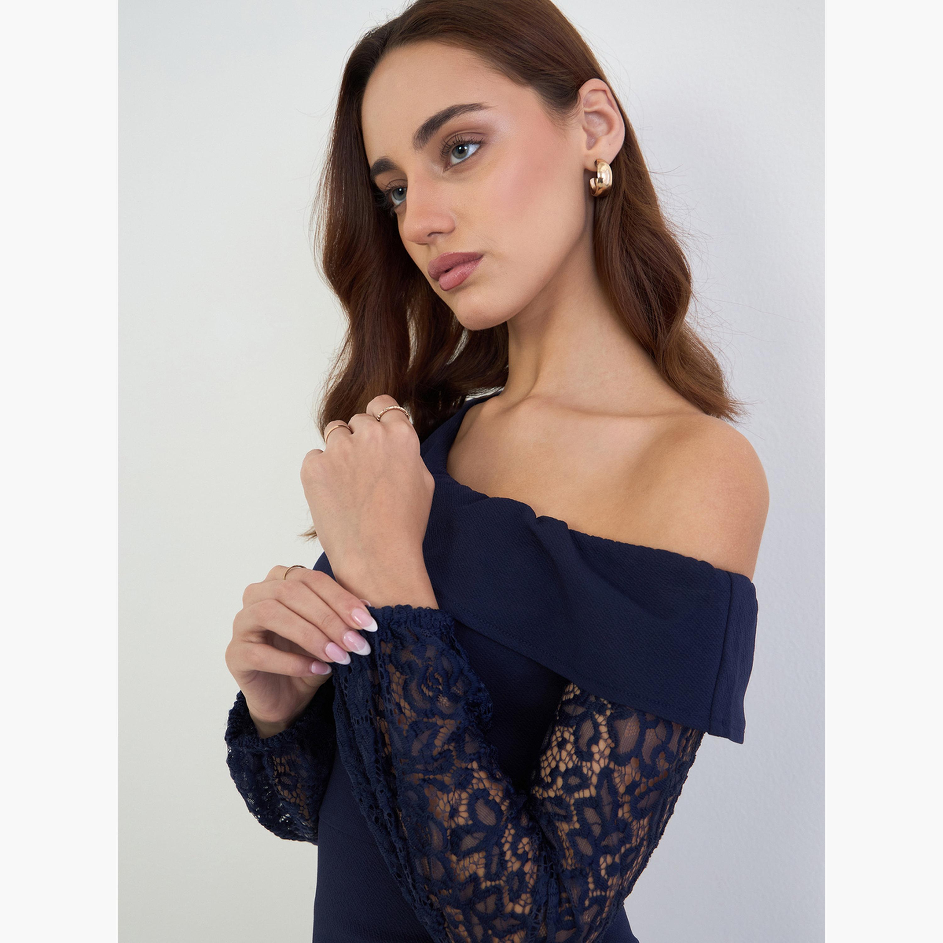 Styli Lace Insert One Shoulder Sheath Maxi Dress-women-clothing-dresses-image-4