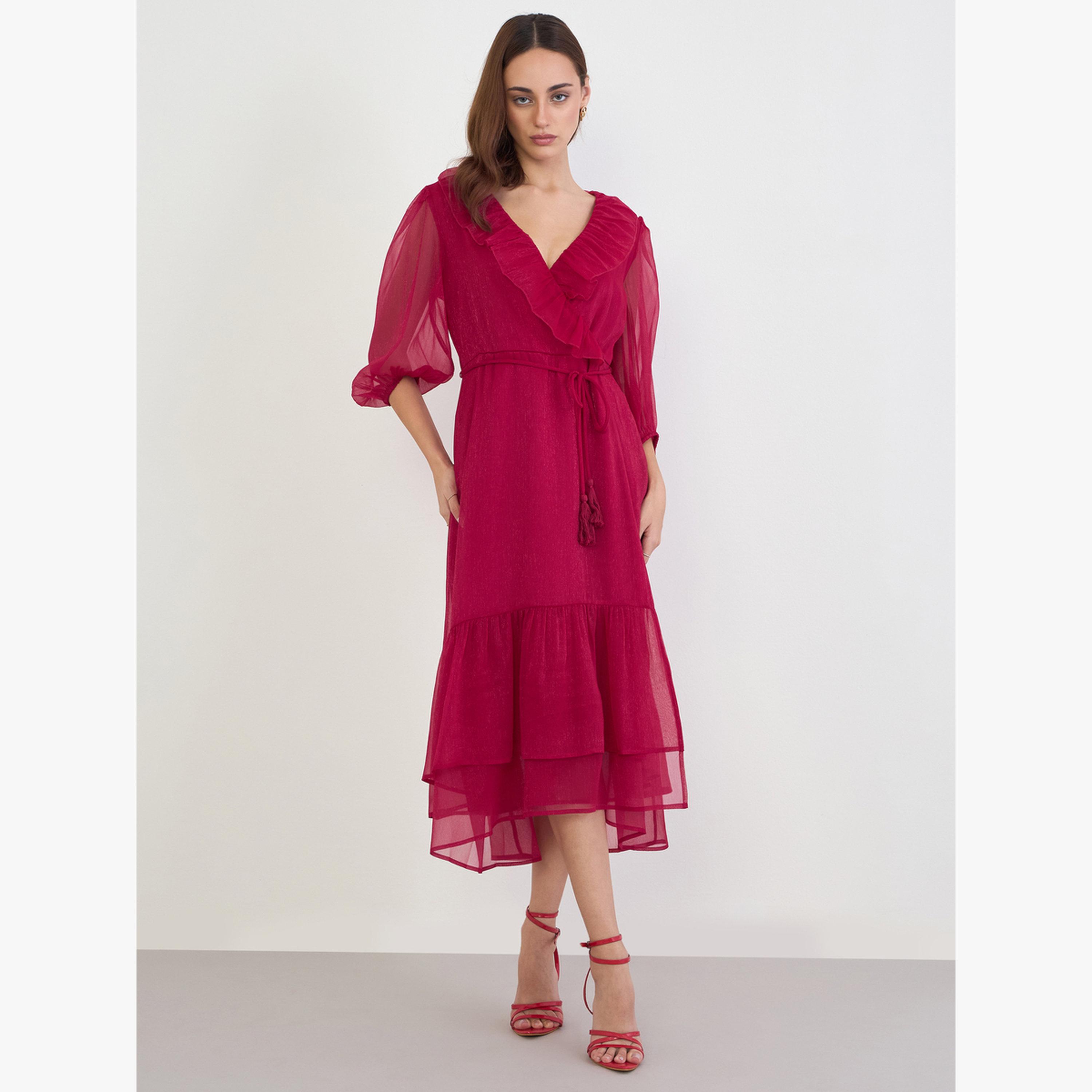 فستان ميدي بتفاصيل كشكش-women-clothing-dresses-image-2