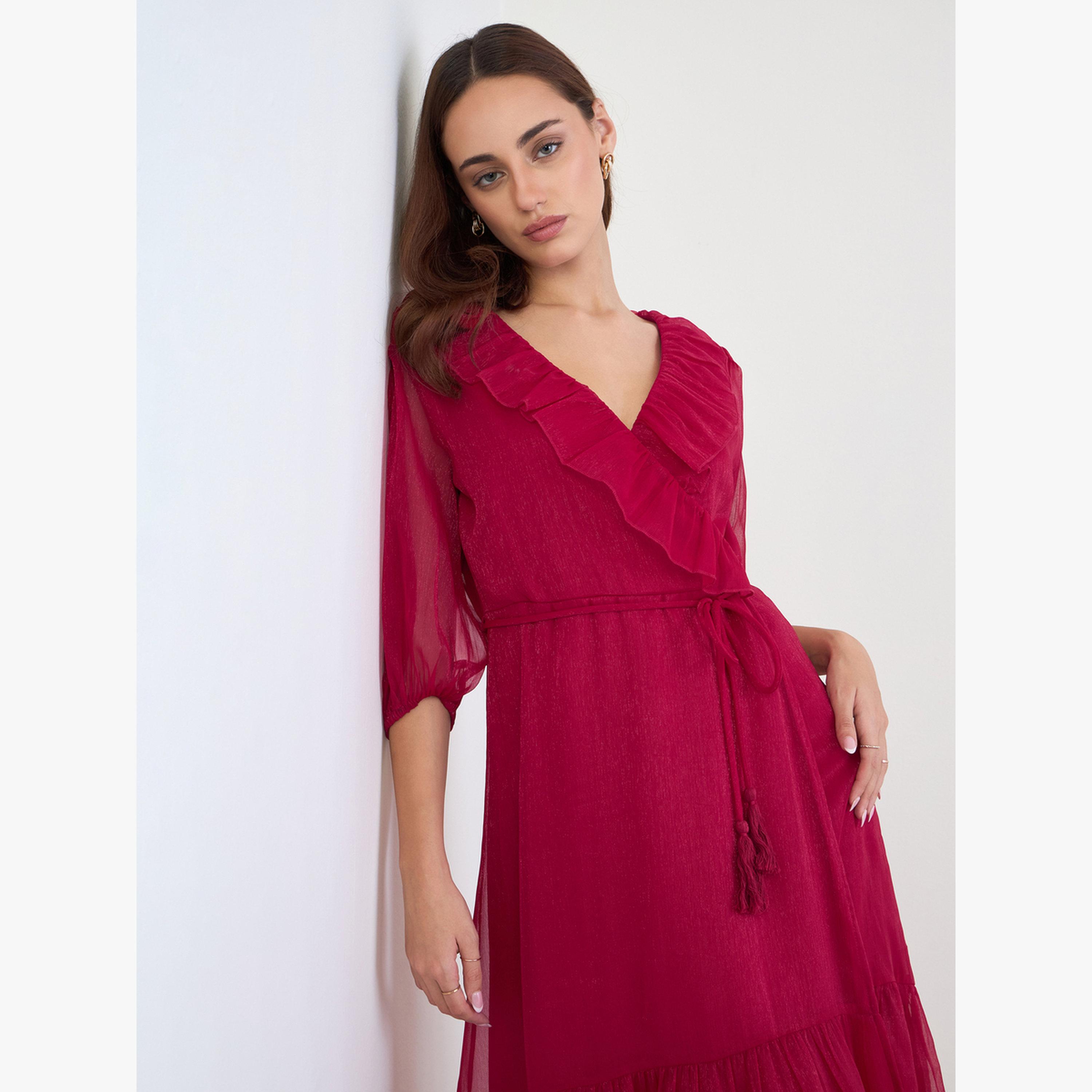 فستان ميدي بتفاصيل كشكش-women-clothing-dresses-image-4