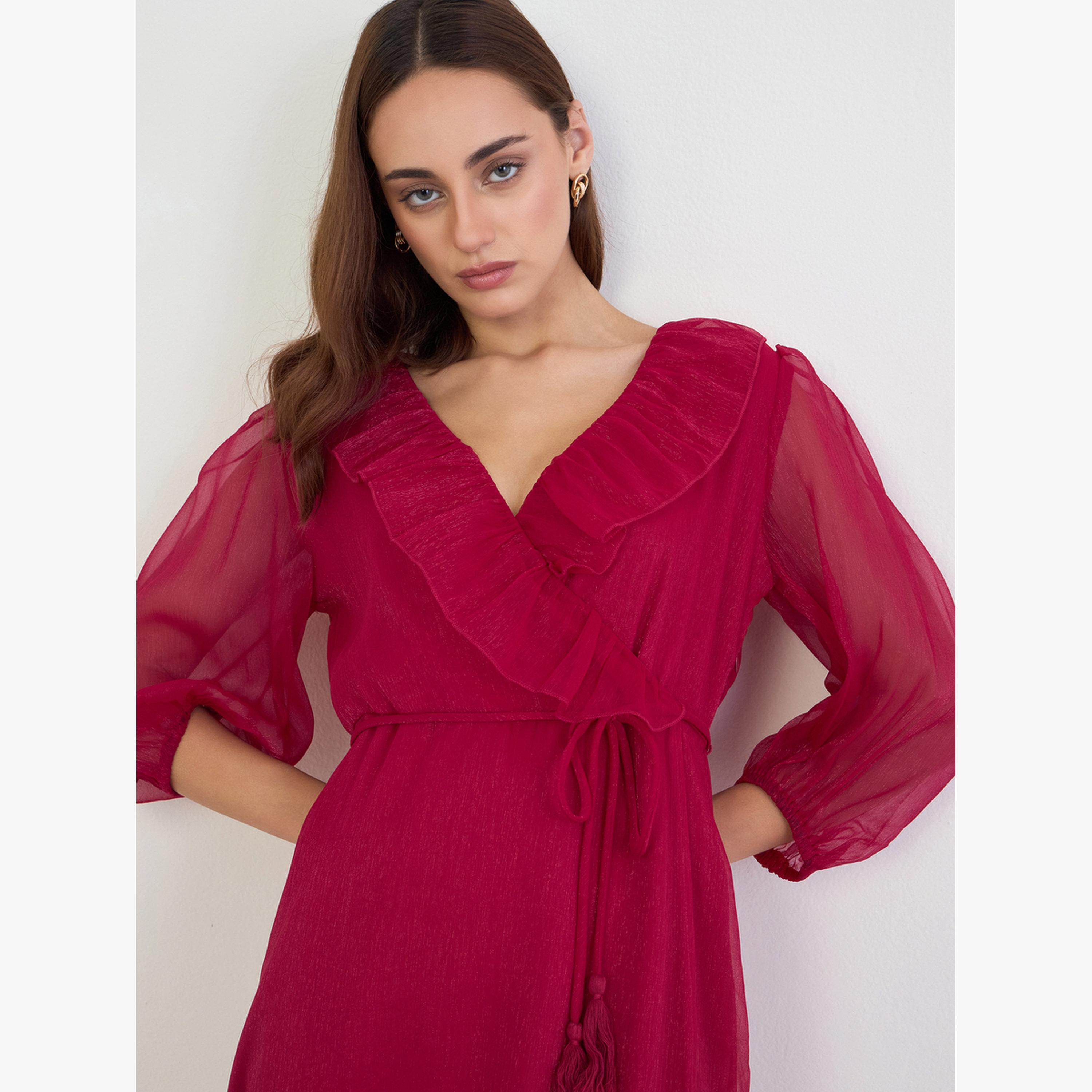 فستان ميدي بتفاصيل كشكش-women-clothing-dresses-image-5