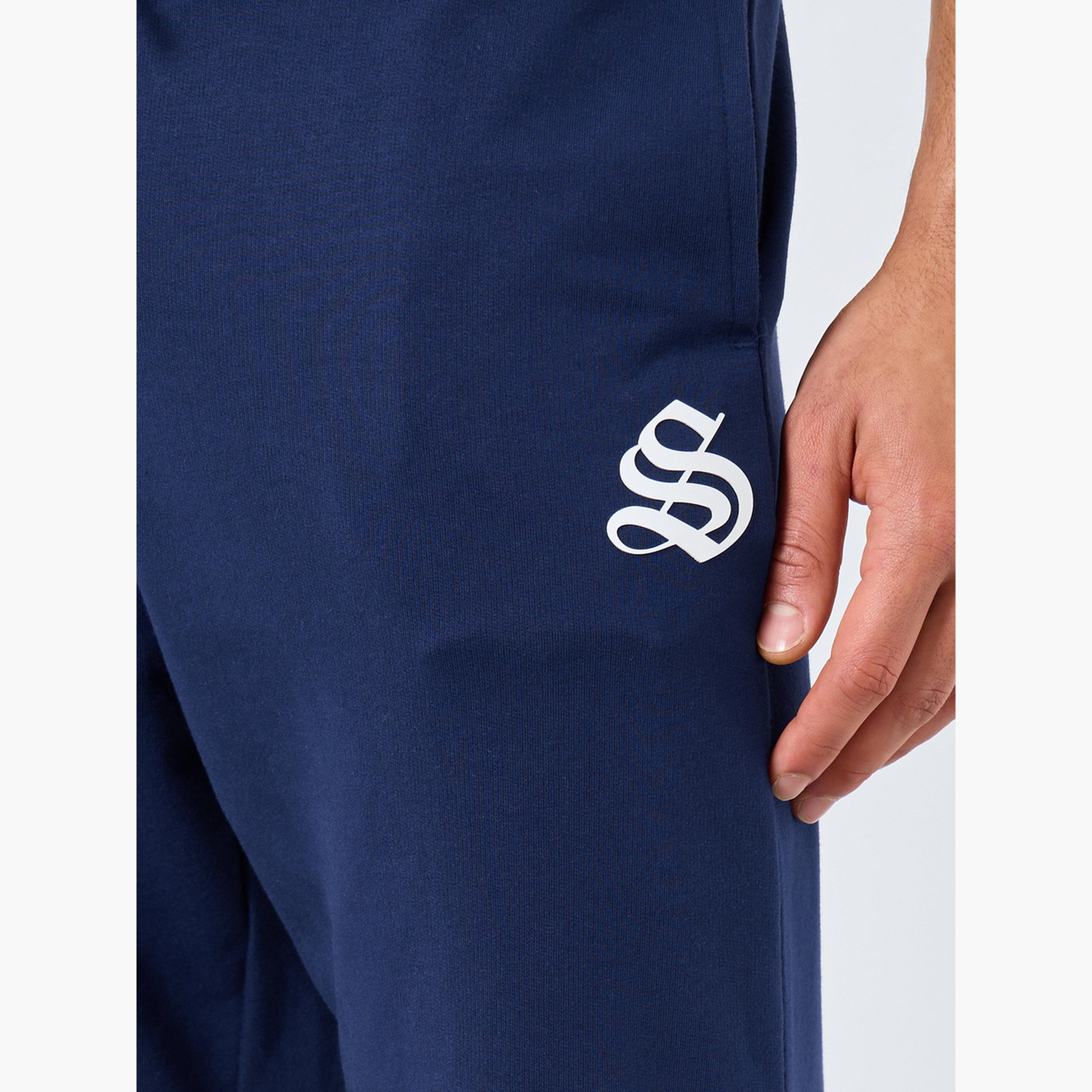ستايلي - بنطال رياضي رجالي بقصّة مستقيمة لون أزرق البحري مع طباعة بسيطة-men-clothing-bottoms-joggers-image-3
