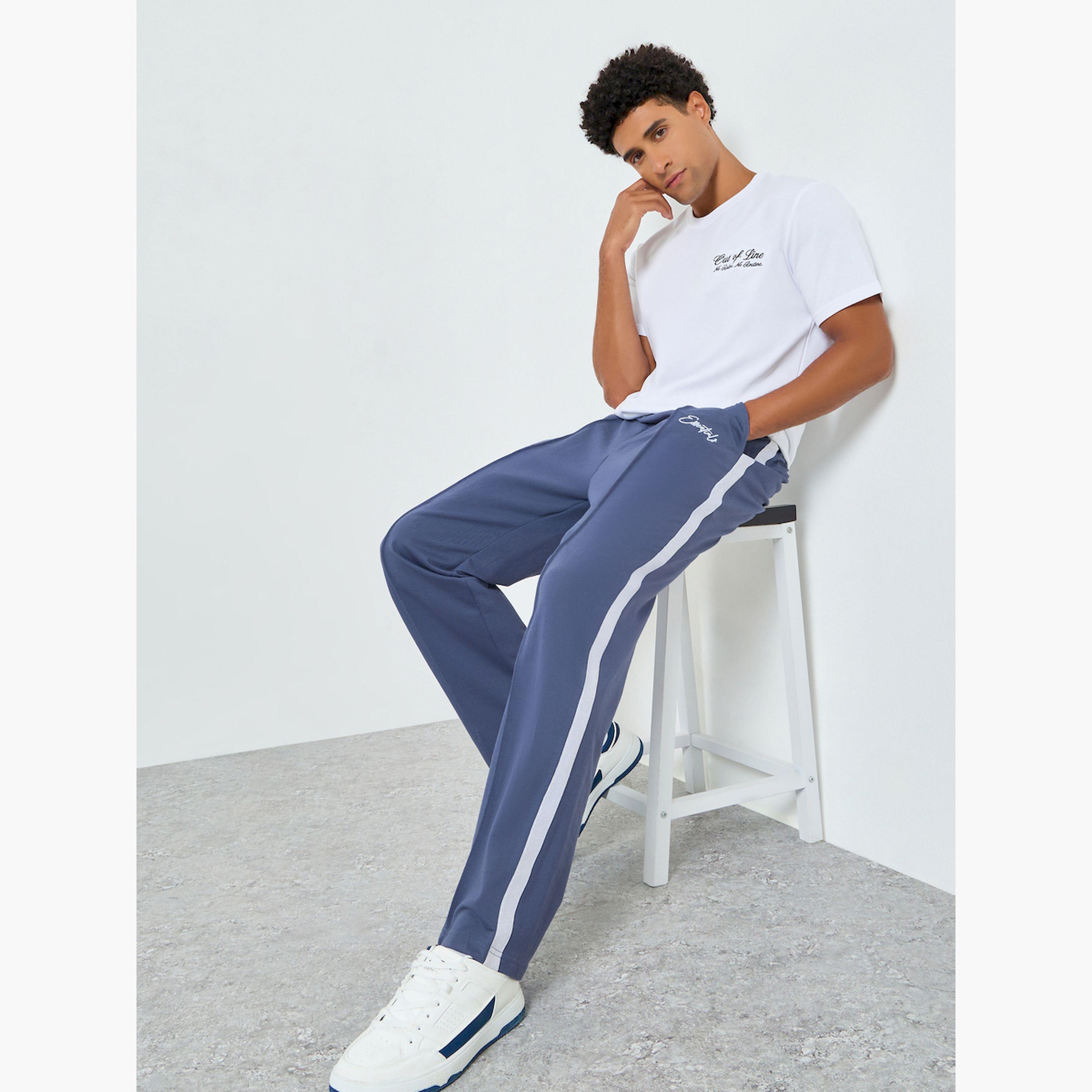 Styli Men Grey Oversized Side Stripe Joggers-men-clothing-bottoms-joggers-image-2