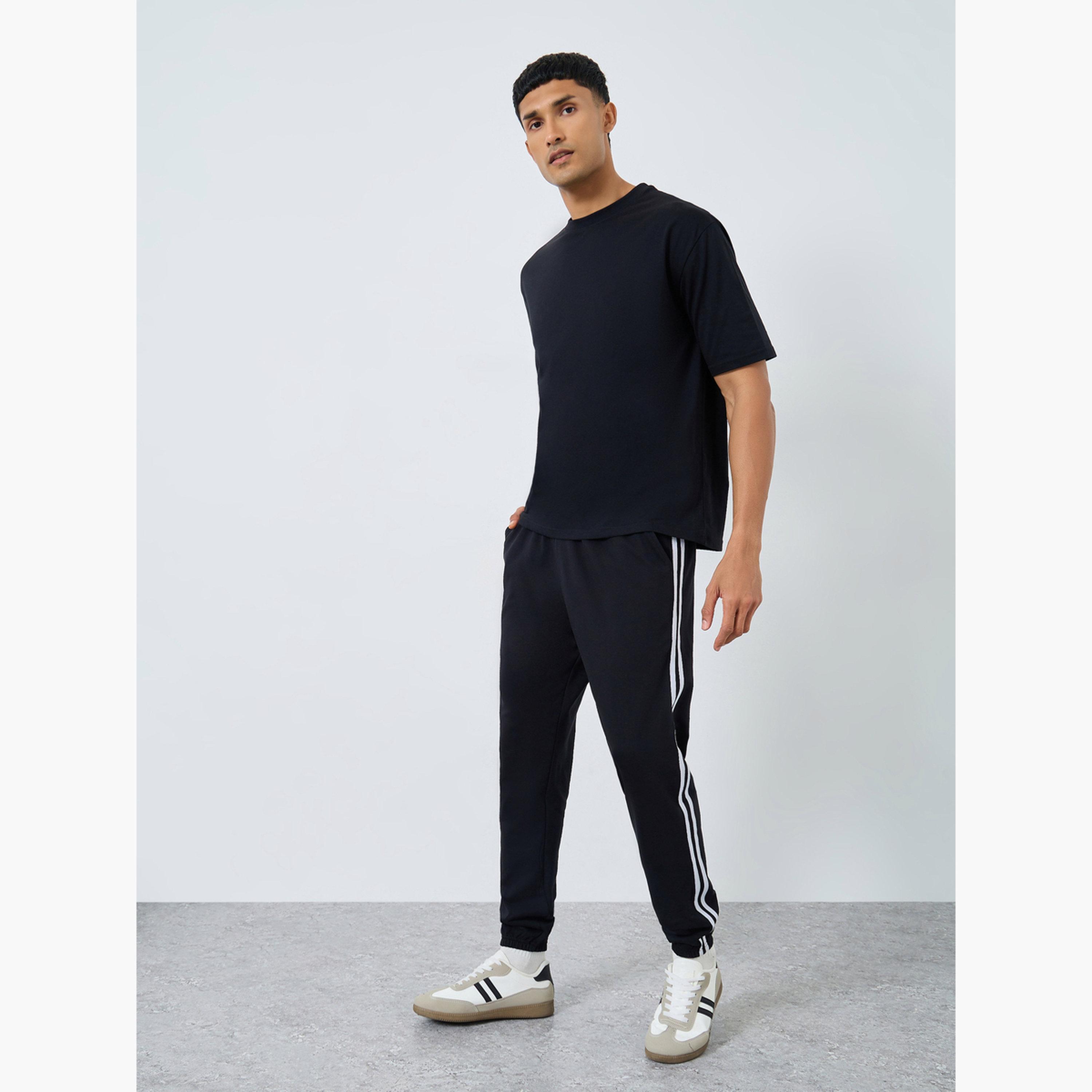 Styli Men Black Striped Joggers-men-clothing-bottoms-joggers-image-2