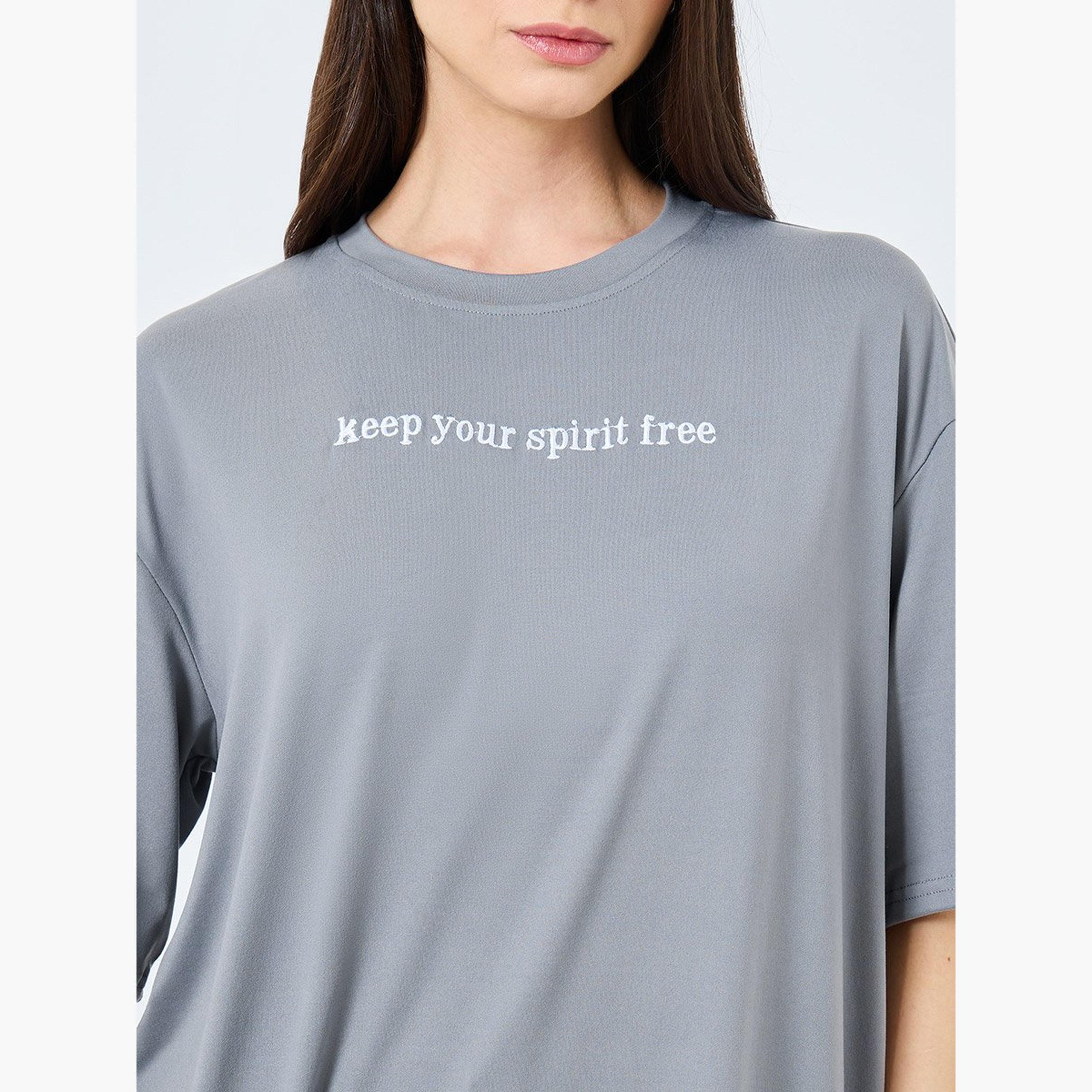 Take Two Grey Embroidered Slogan Oversized T-Shirt-women-clothing-tshirts-image-4
