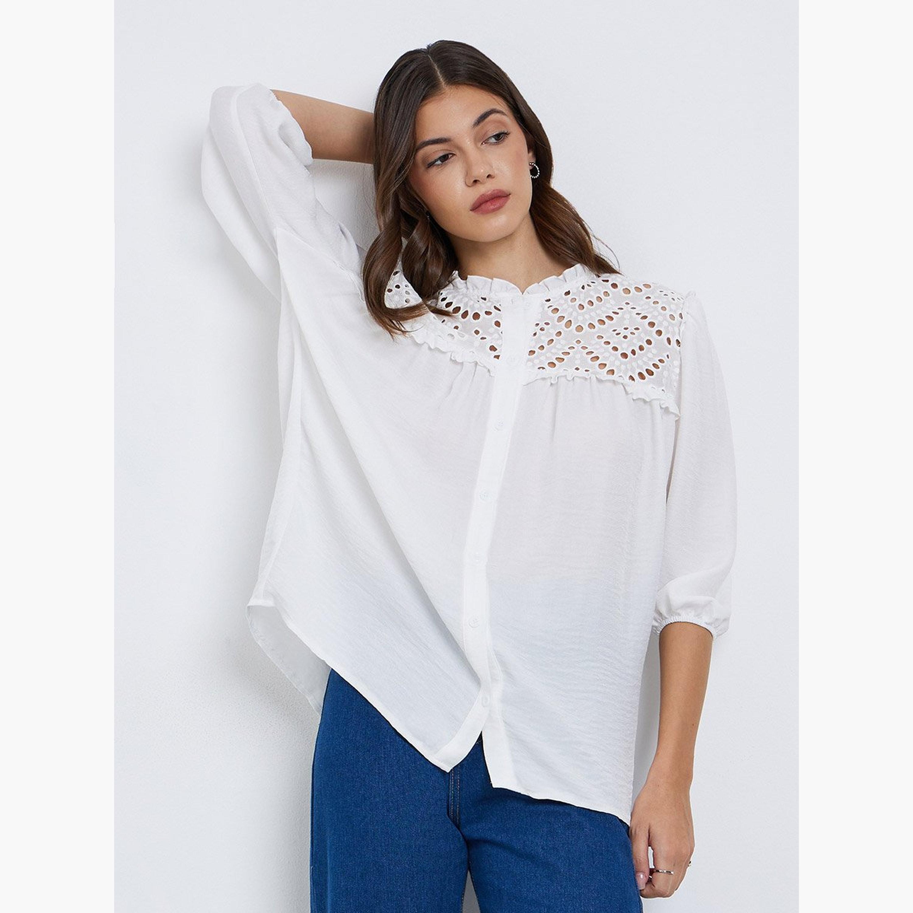 Take Two Solid Burnout Oversized Shirt-women-clothing-shirtsandblouses-shirts-image-1