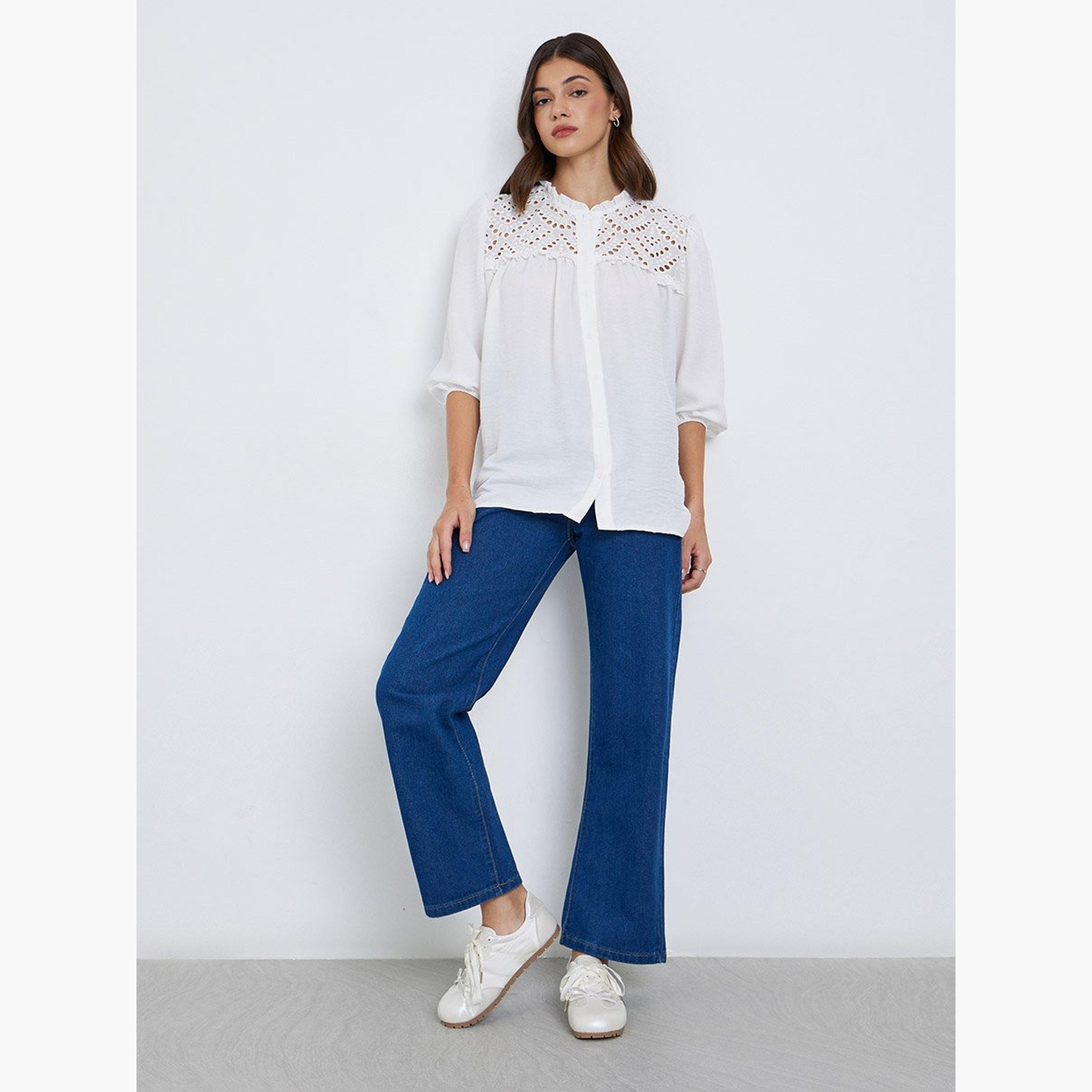 Take Two Solid Burnout Oversized Shirt-women-clothing-shirtsandblouses-shirts-image-2