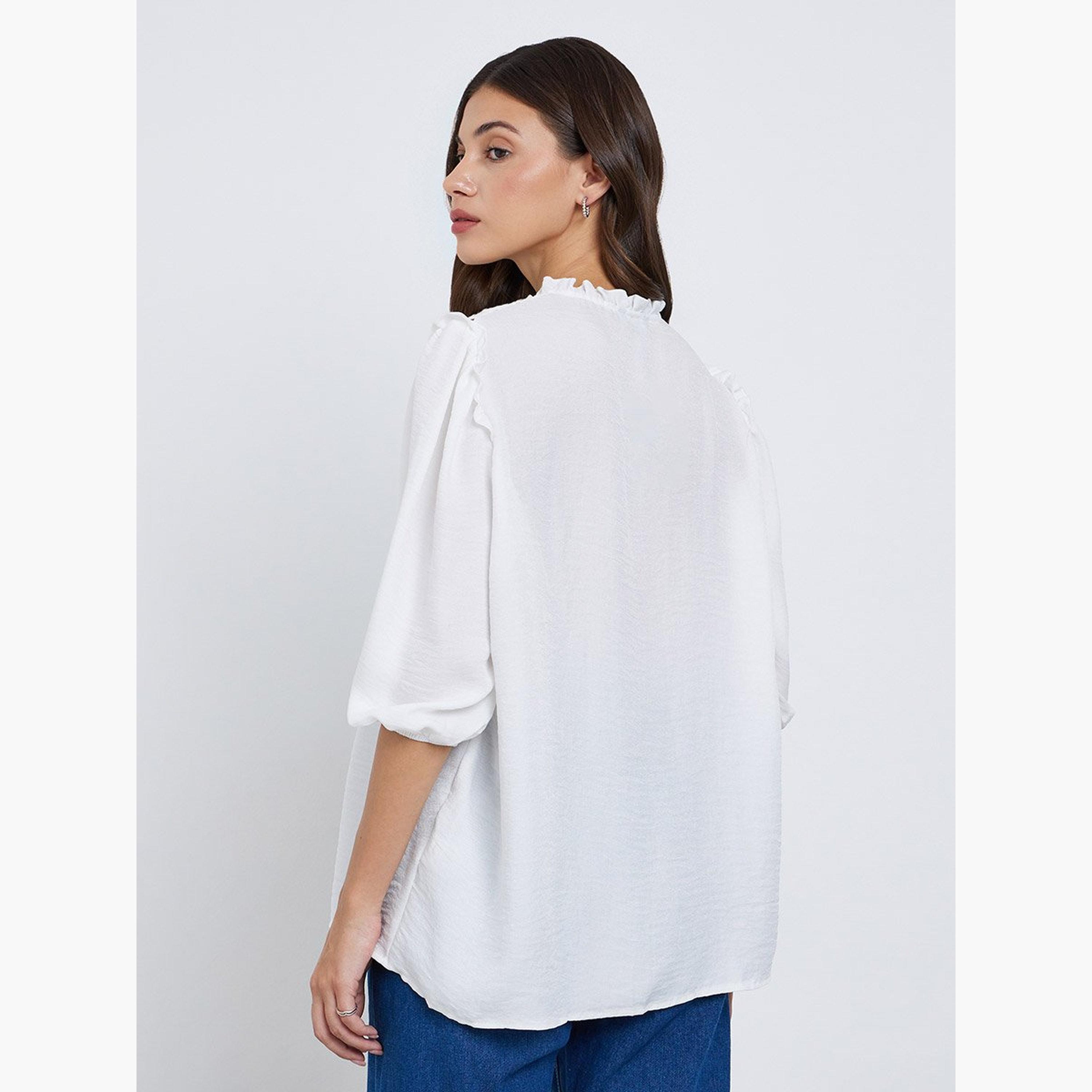 تيك تو - قميص مقاس كبير بيرن اوت سادة-women-clothing-shirtsandblouses-shirts-image-4