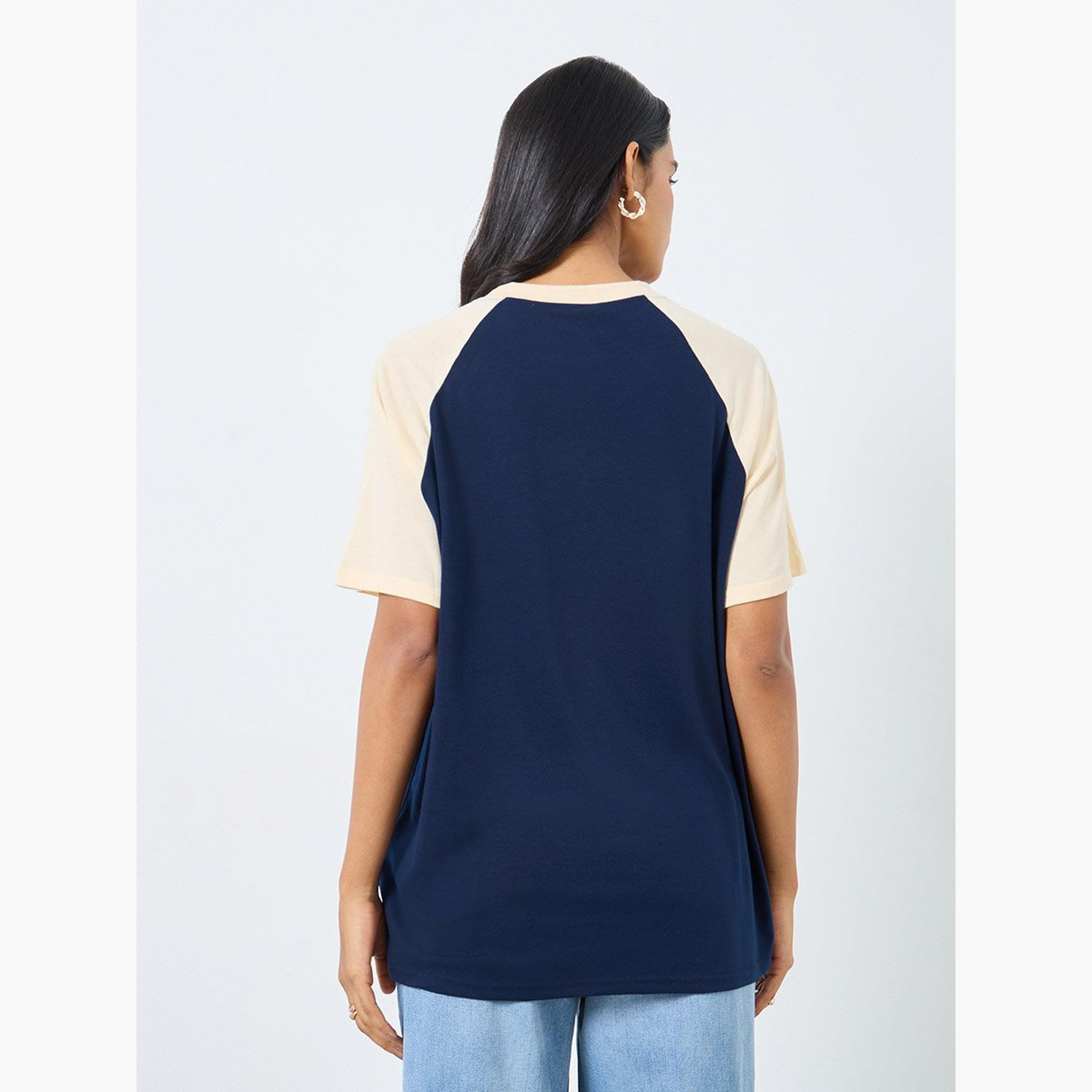 تيك تو - تي شيرت سادة بأكمام راجلان مقاس كبير-women-clothing-tshirts-image-1