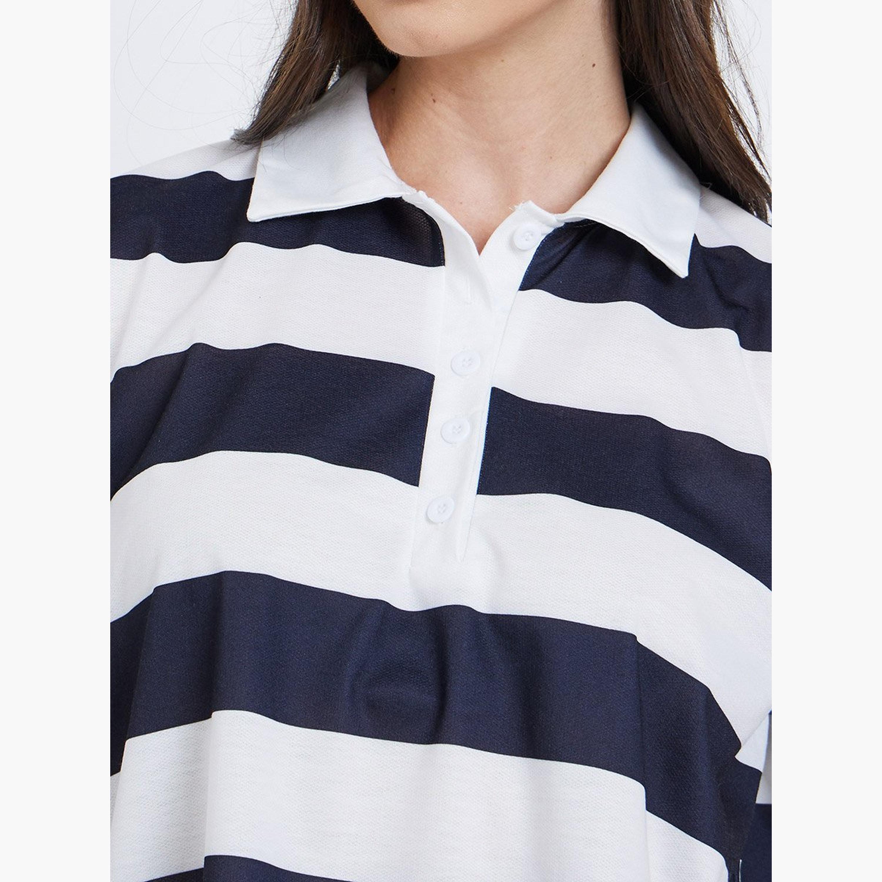 Take Two Striped Short Sleeve Polo Blouse-women-clothing-tshirts-image-3