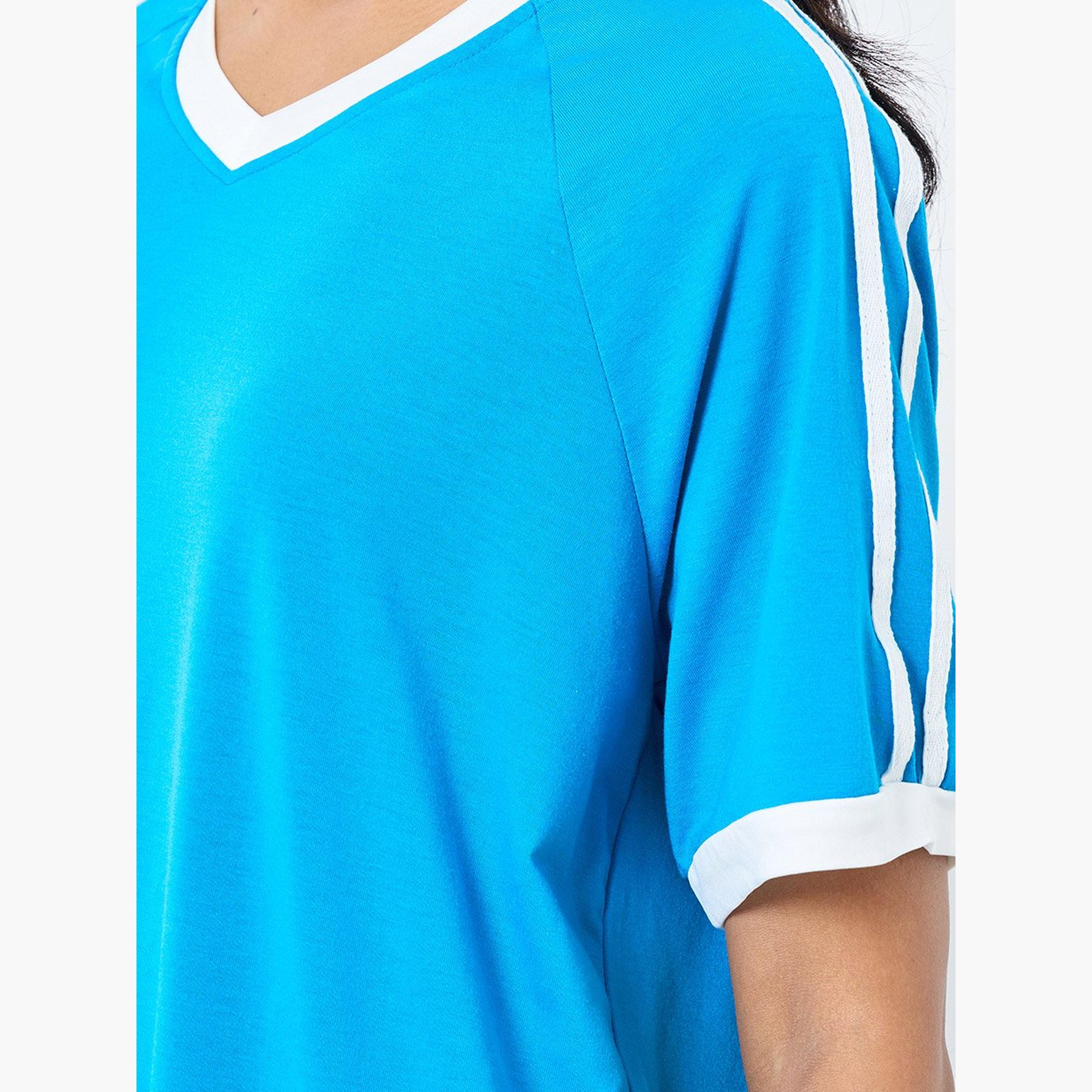 Take Two Blue Oversized V-Neck T-Shirt-women-clothing-tshirts-image-3