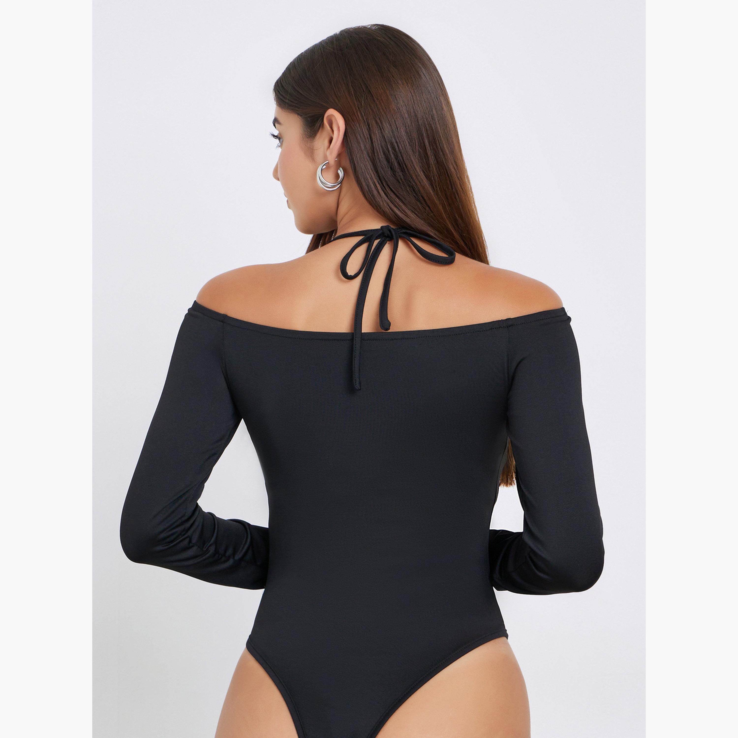Take Two Black Long Sleeve Halter Neck Bodysuit-women-clothing-shirtsandblouses-blouses-image-5