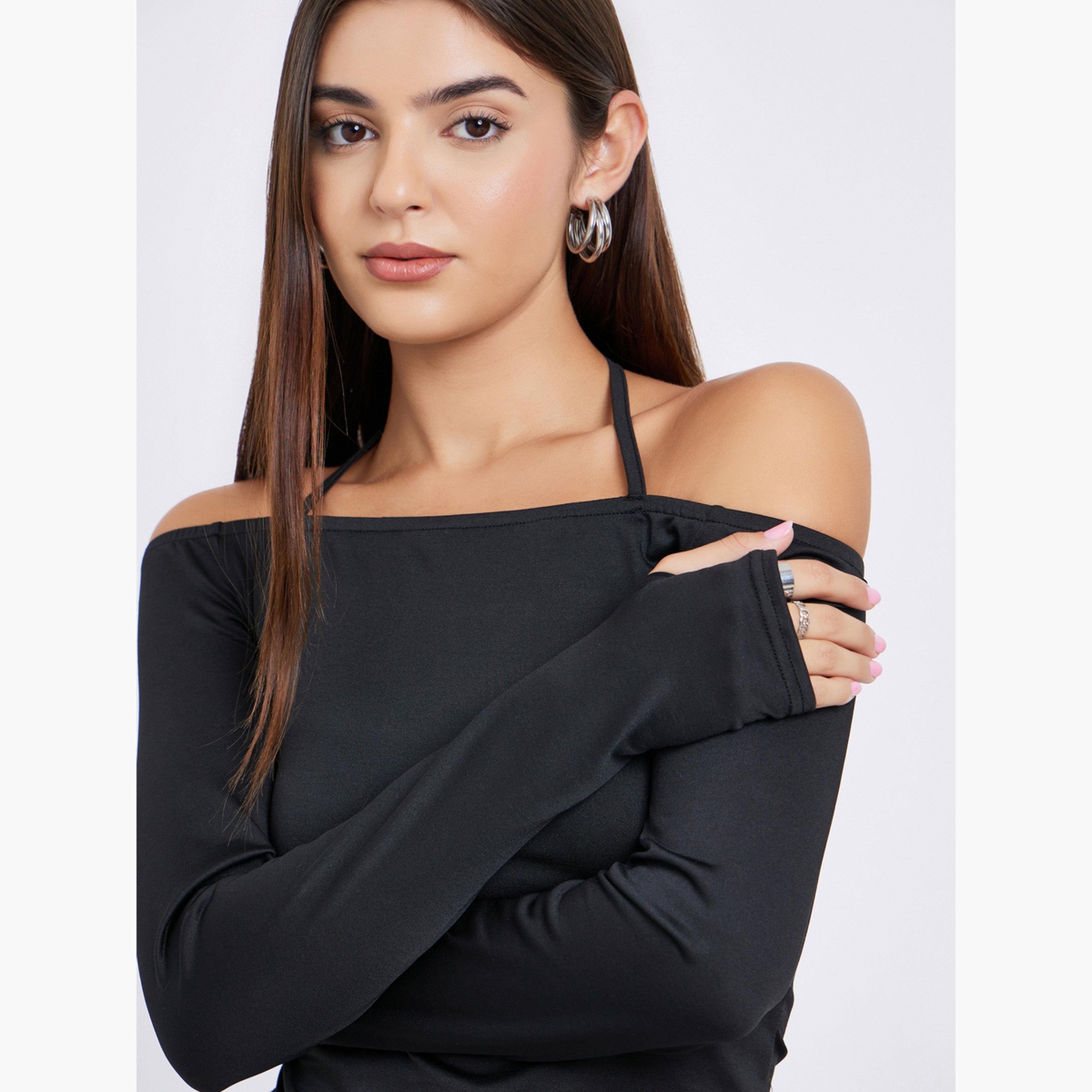 Take Two Black Long Sleeve Halter Neck Bodysuit-women-clothing-shirtsandblouses-blouses-image-6