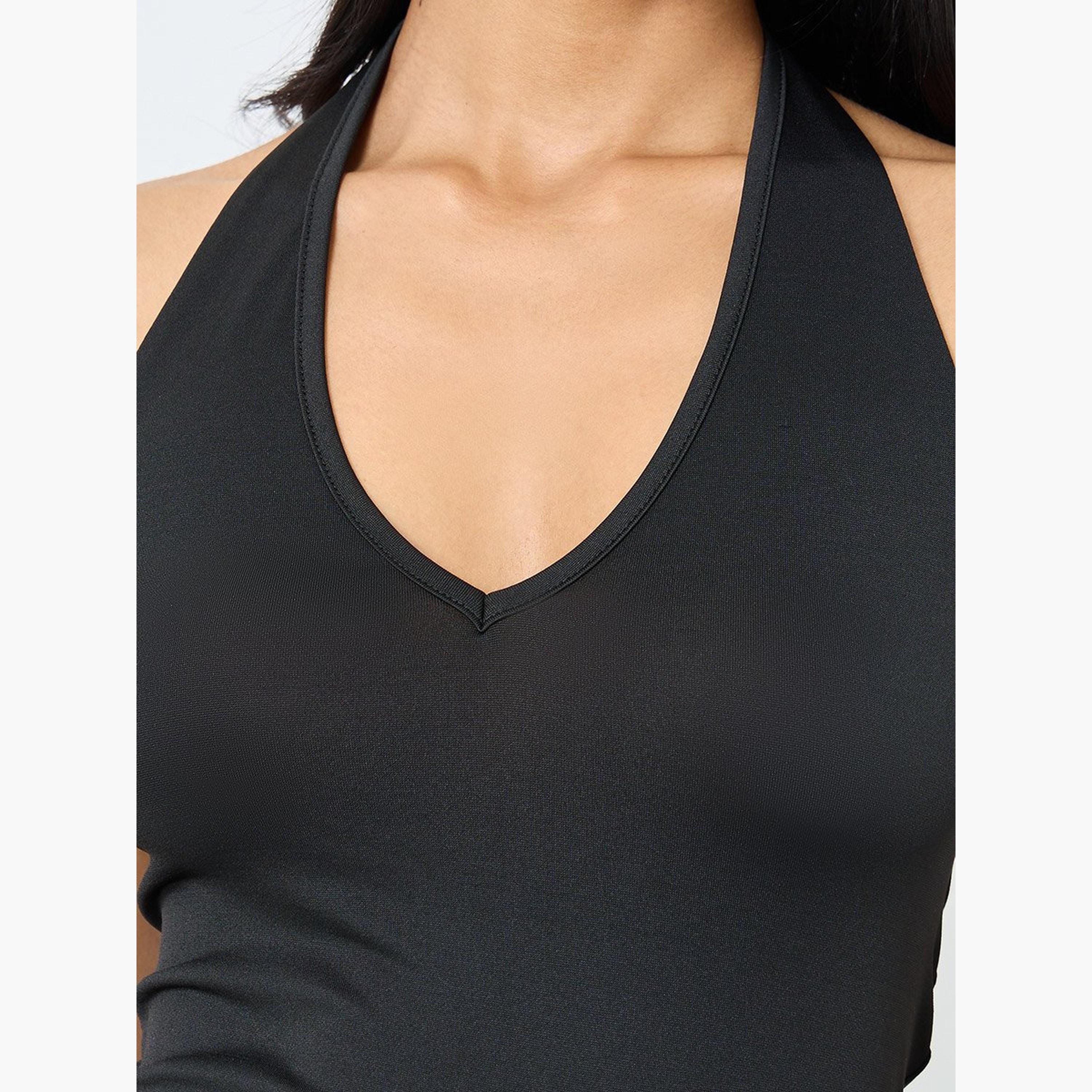 Take Two Solid Halter Neck Fitted Bodysuit-women-clothing-shirtsandblouses-blouses-image-4