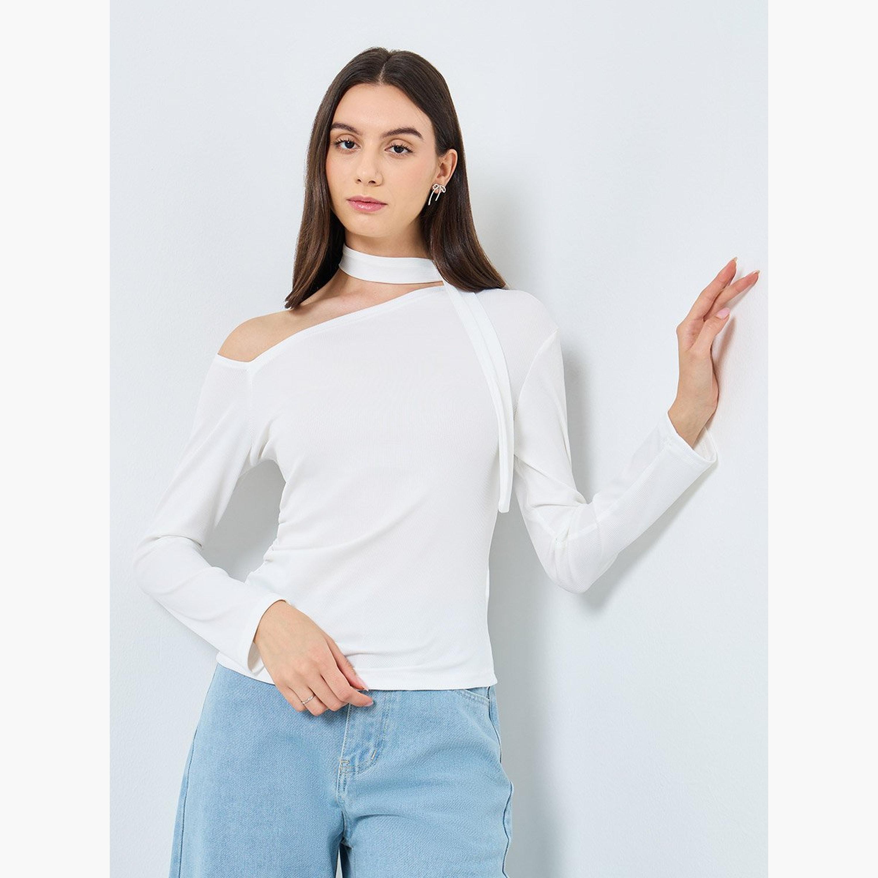 Take Two Elegant White One-Shoulder Long Sleeve Top-women-clothing-shirtsandblouses-blouses-image-1