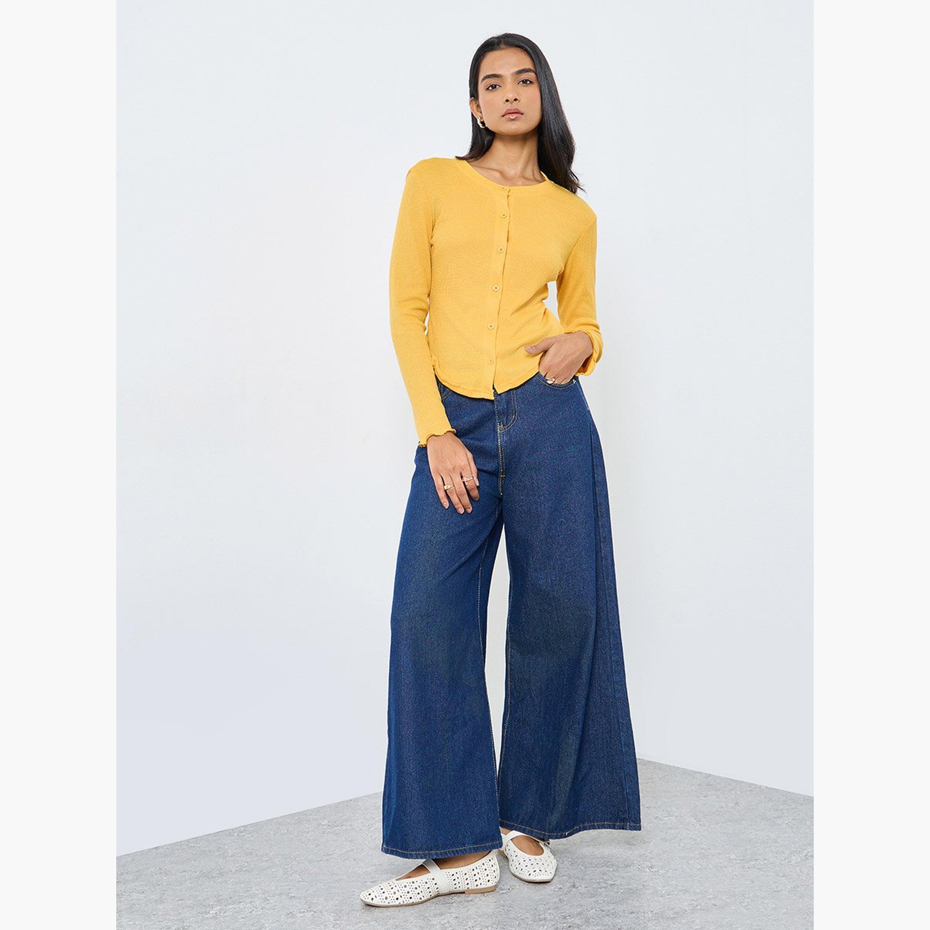 Take Two Yellow Long Sleeve Knit Top-women-clothing-tshirts-image-2