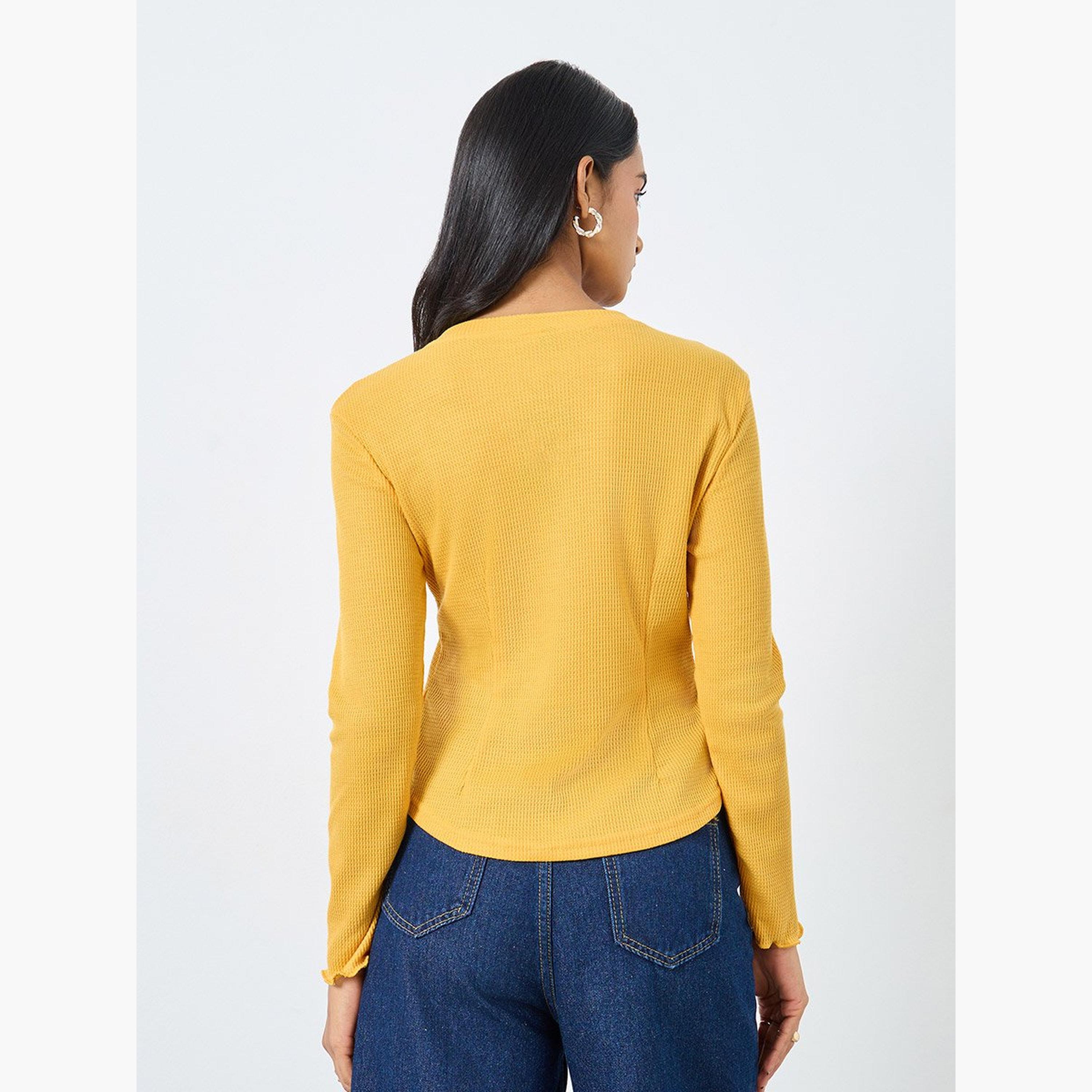 Take Two Yellow Long Sleeve Knit Top-women-clothing-tshirts-image-4