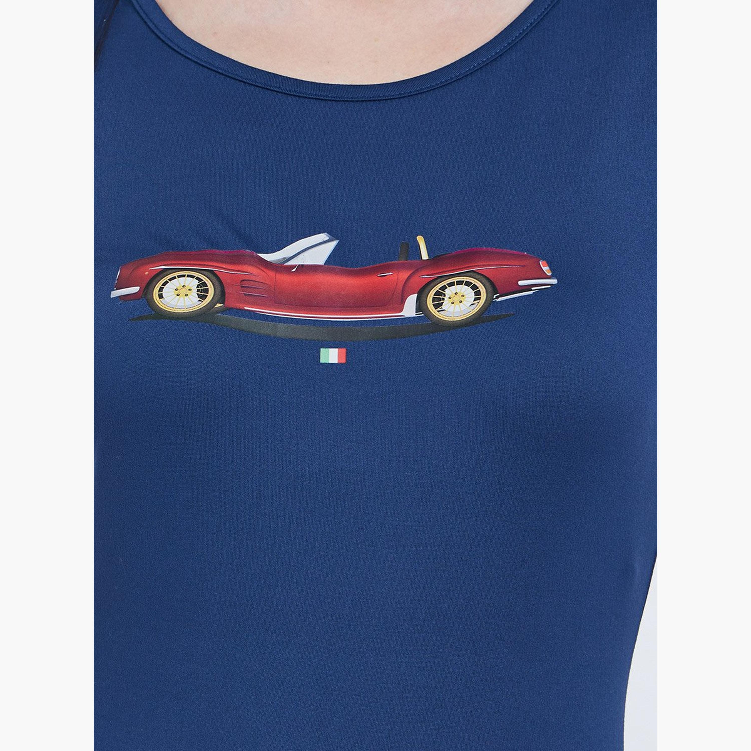 Take Two Navy Blue Long Sleeve Car Print Top-women-clothing-tshirts-image-3