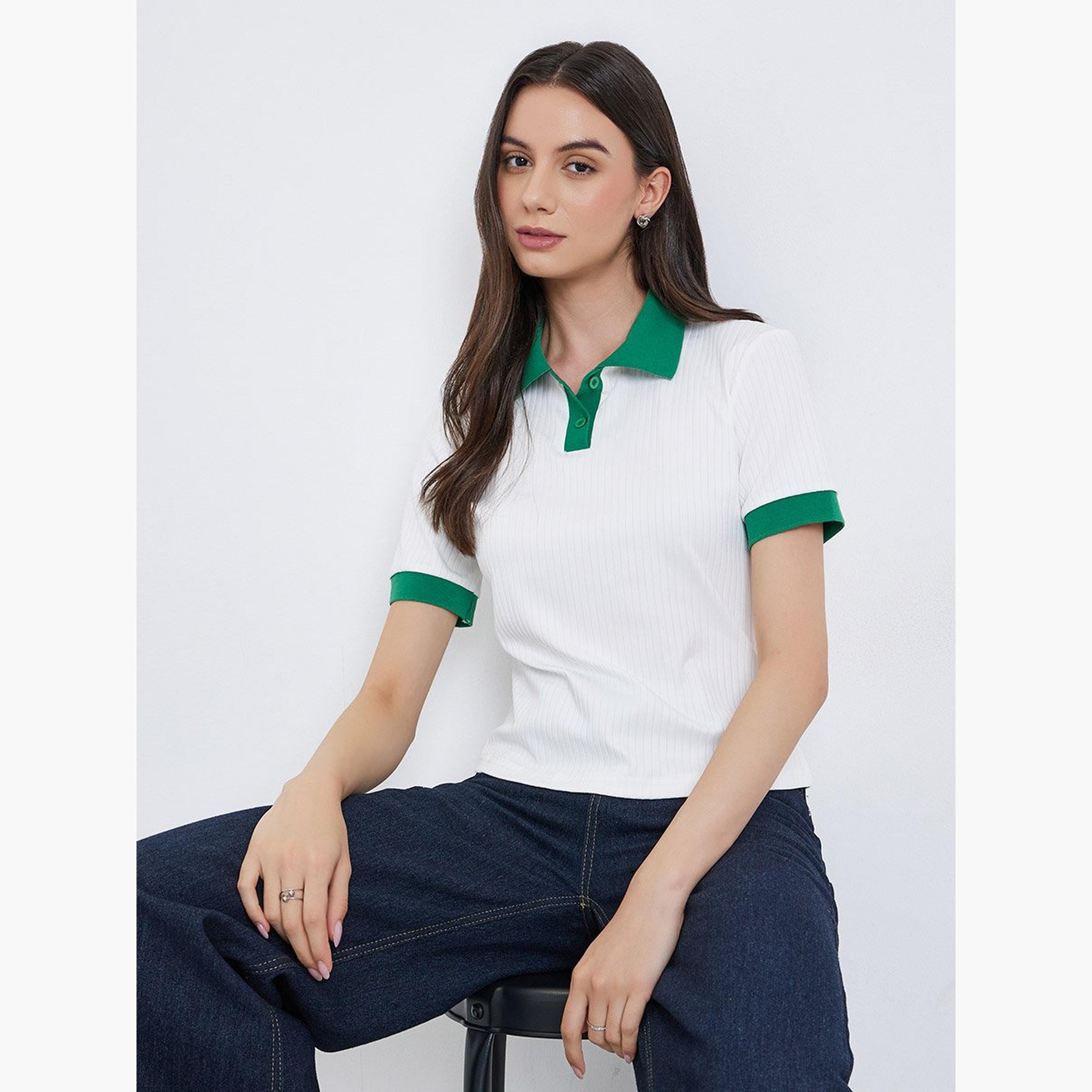 Take Two Contrast Trim Regular Fit Polo Top-women-clothing-tshirts-image-2