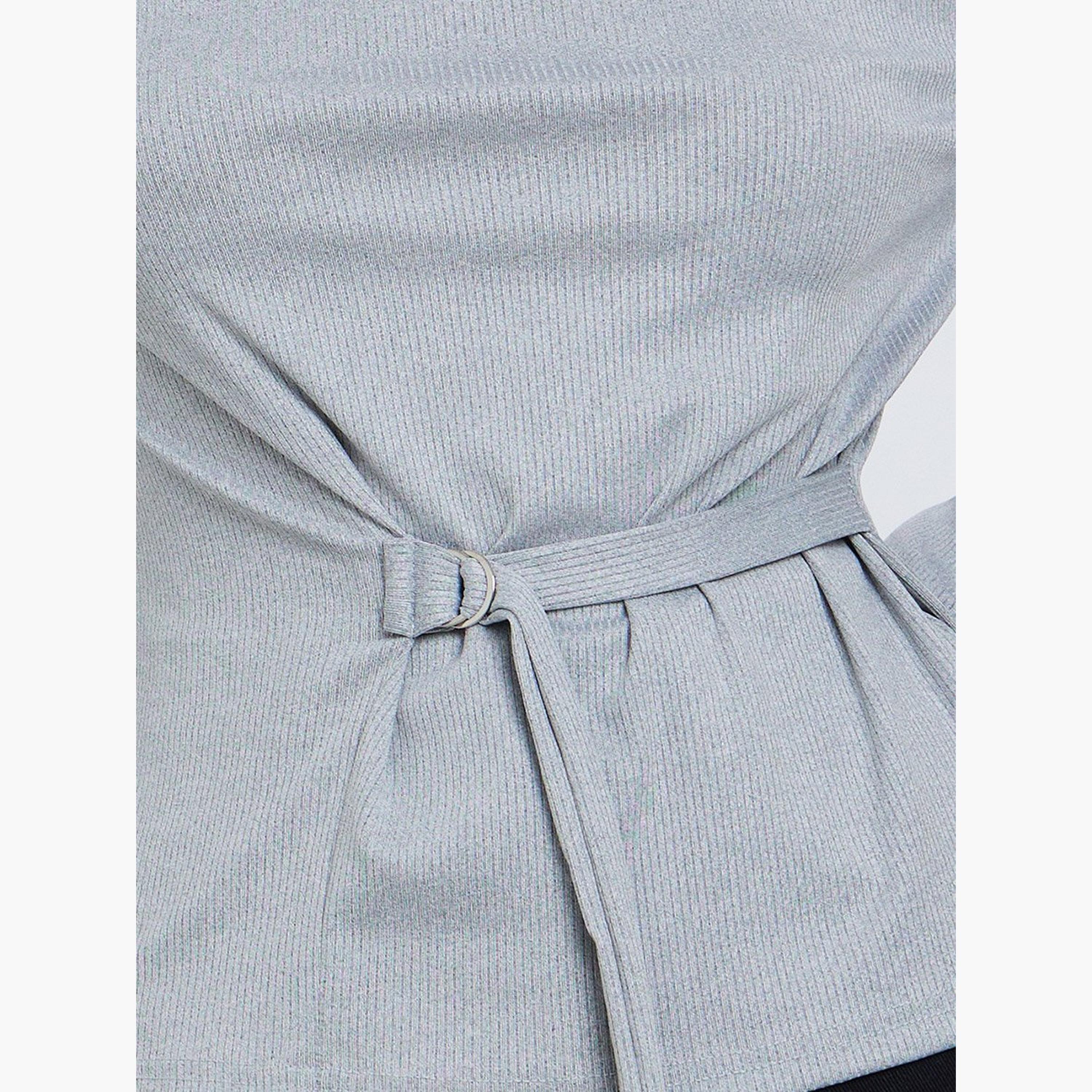 Take Two Grey Knit Tie Up Detail Top-women-clothing-tshirts-image-3