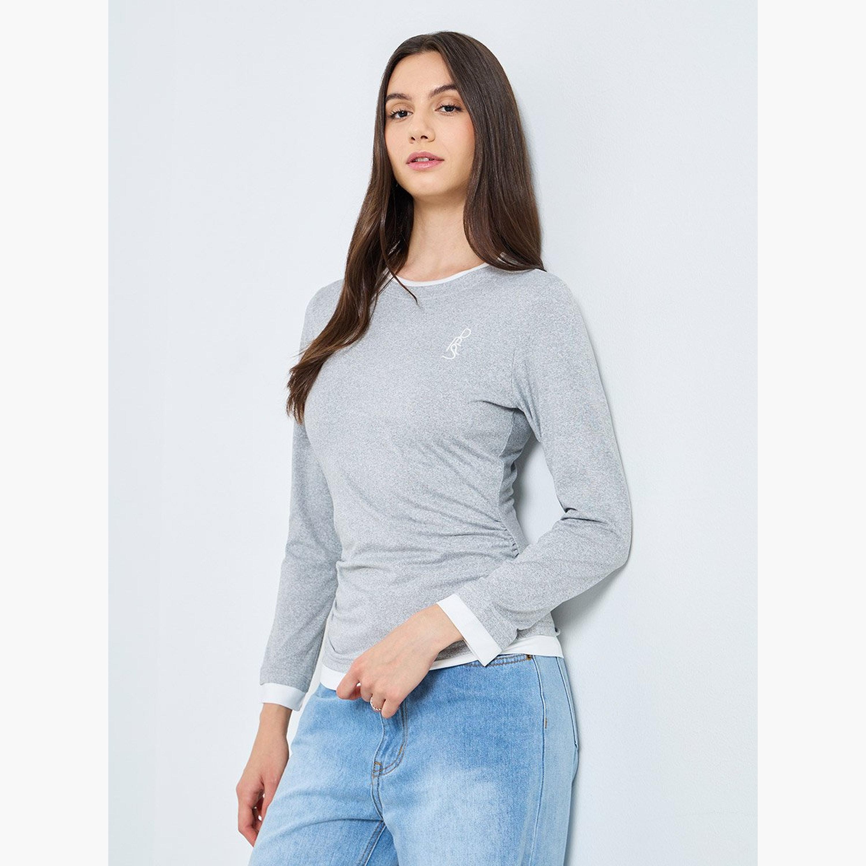 Take Two Fake Two-Piece Contrast Trim Knit Top-women-clothing-tshirts-image-1
