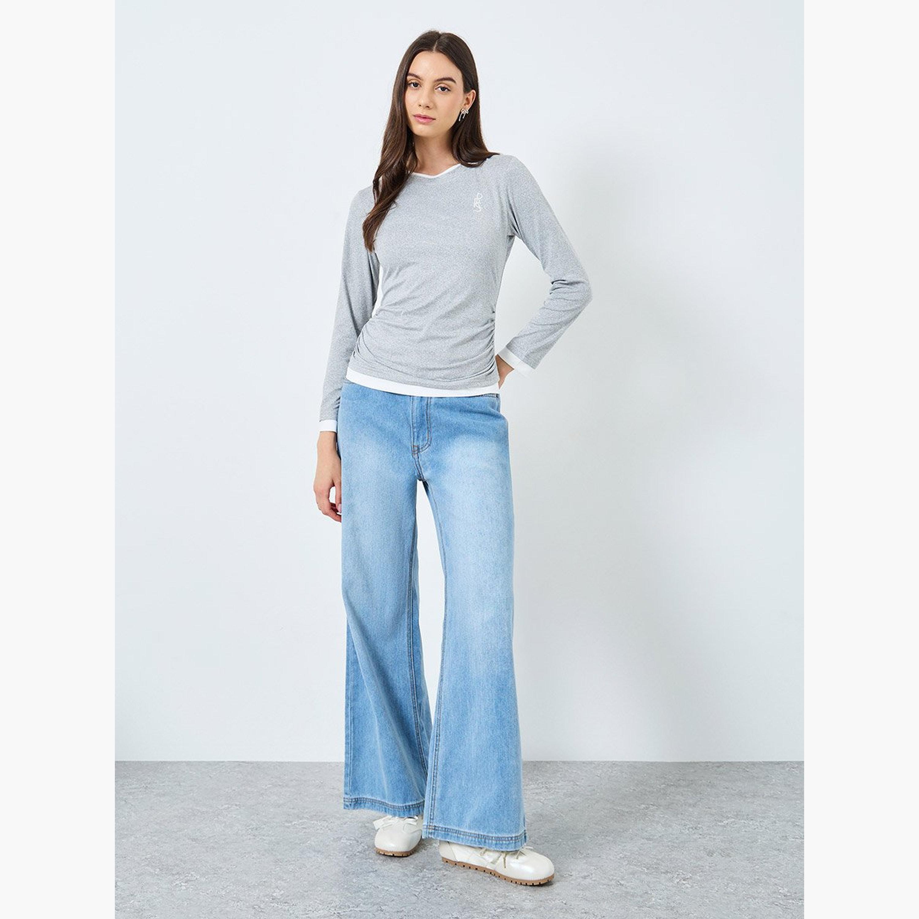 Take Two Fake Two-Piece Contrast Trim Knit Top-women-clothing-tshirts-image-2
