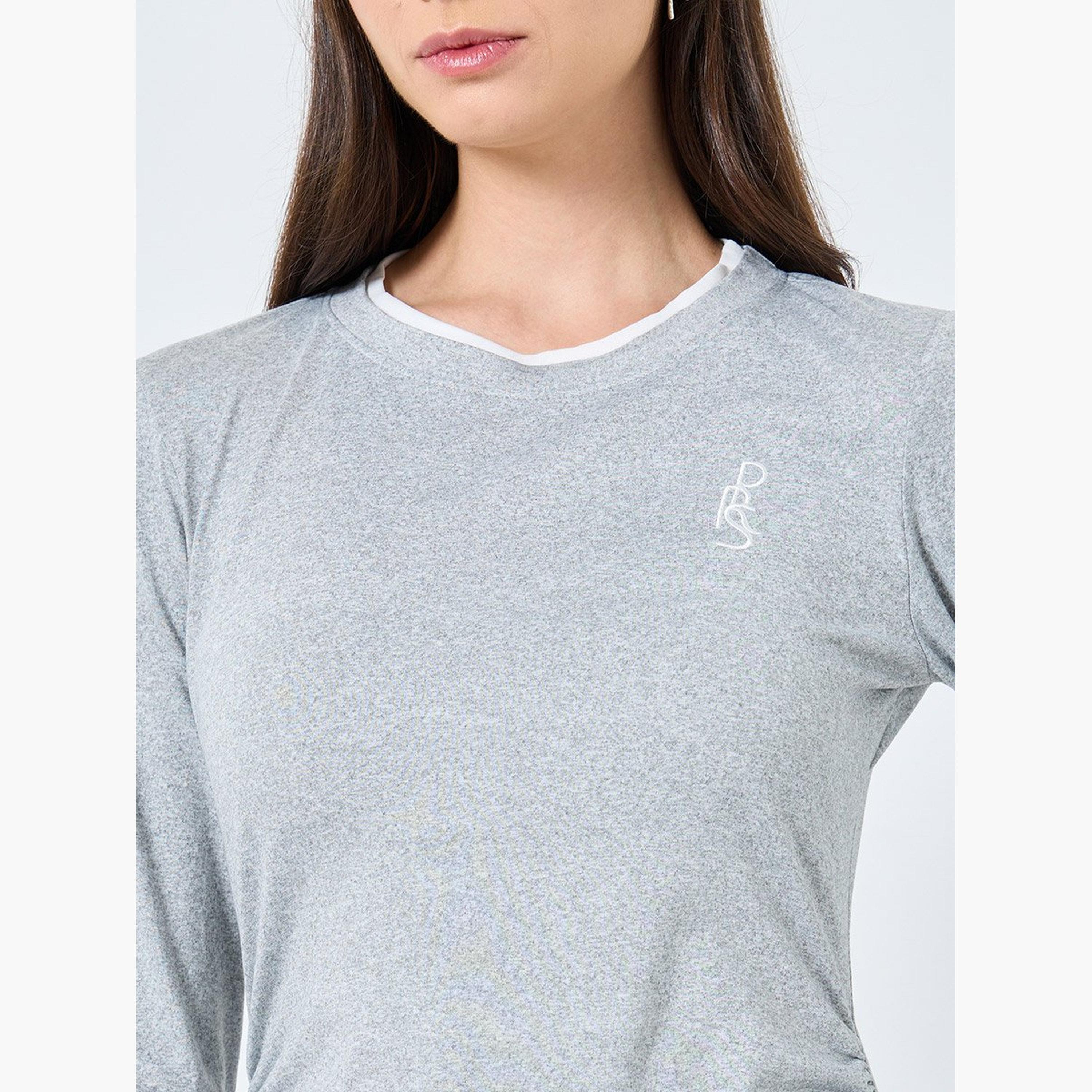تيك تو - بلوزة محبوكة مزيفة من قطعتين بحواف متباينة-women-clothing-tshirts-image-3