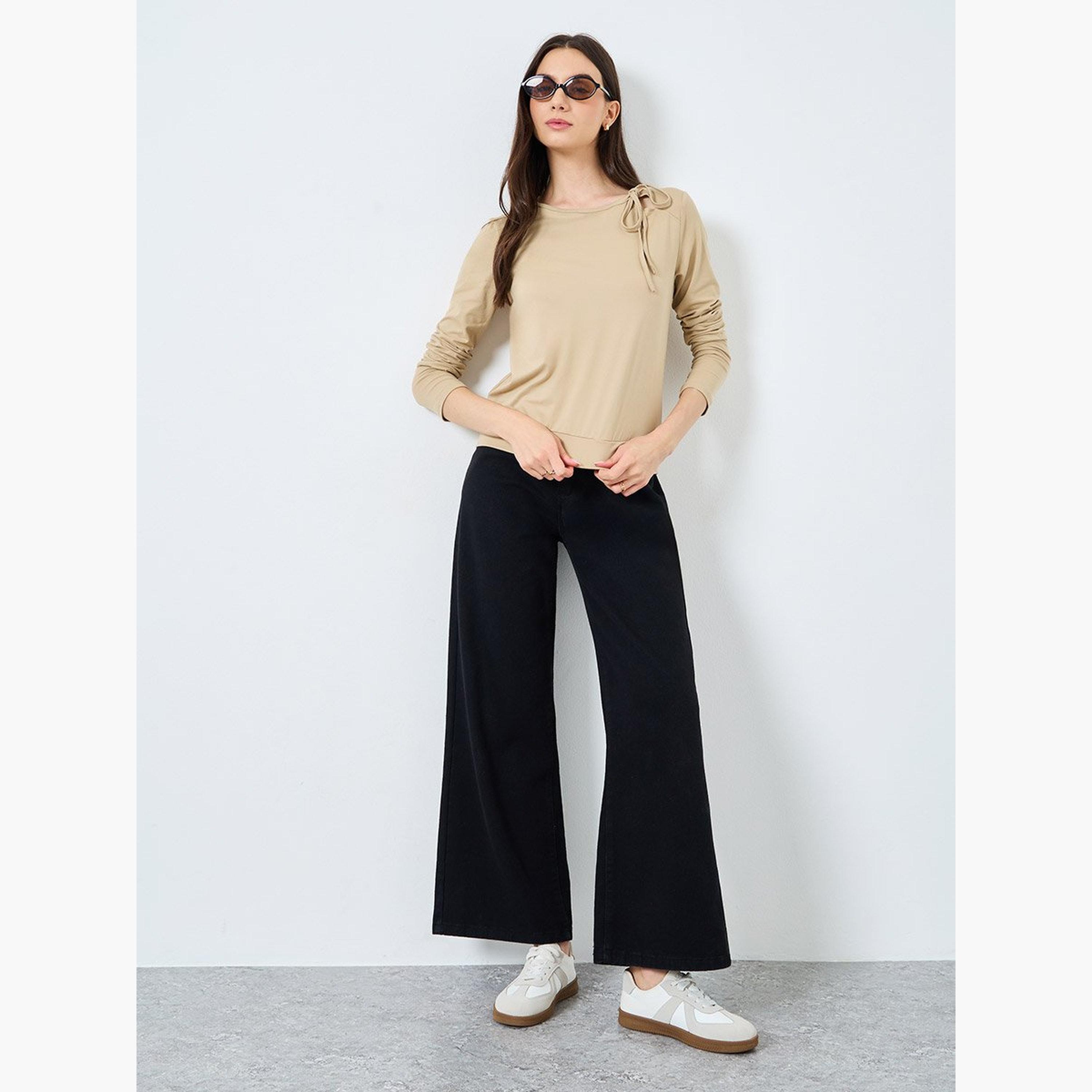 Take Two Beige Long Sleeve Tie Neck Blouse-women-clothing-shirtsandblouses-blouses-image-2