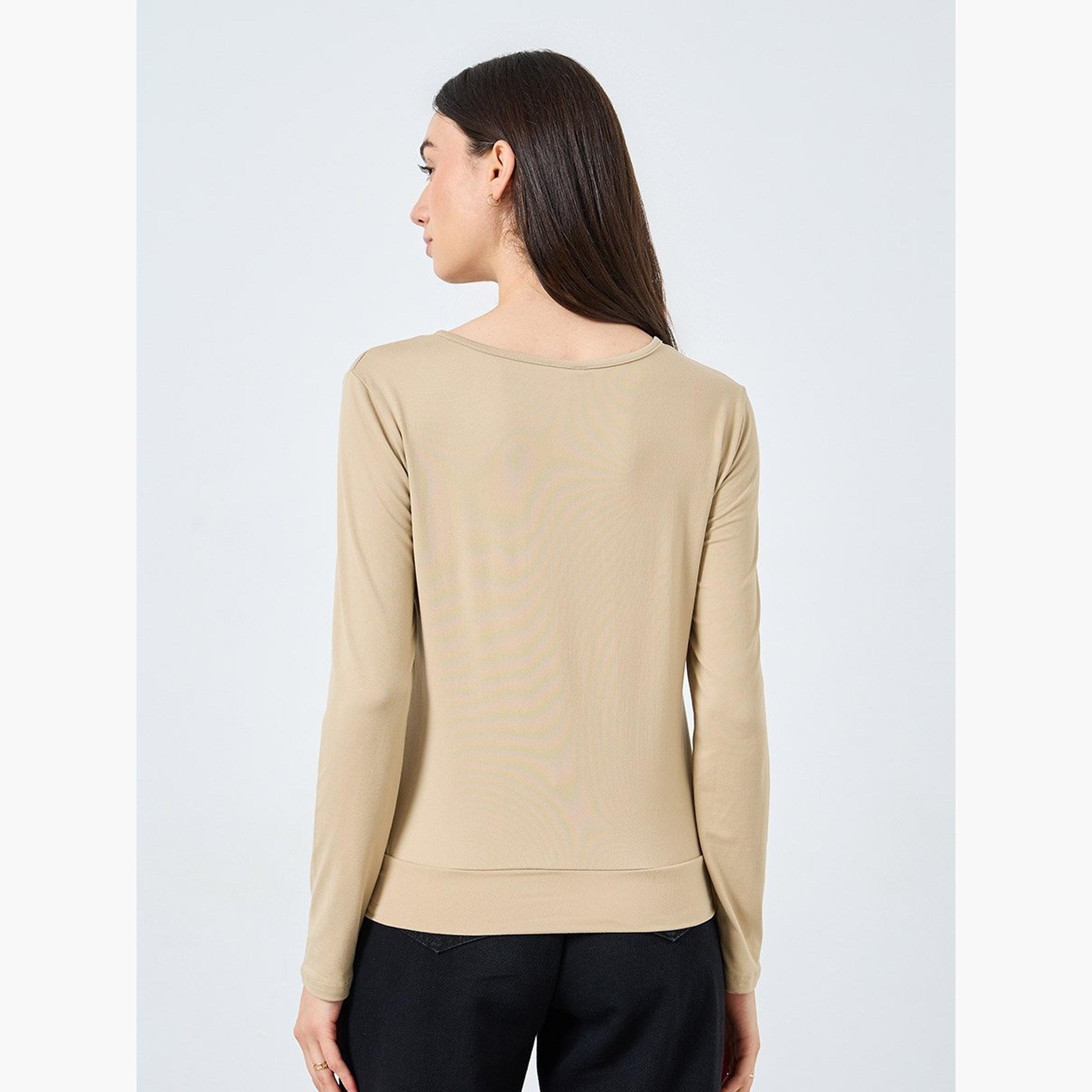 Take Two Beige Long Sleeve Tie Neck Blouse-women-clothing-shirtsandblouses-blouses-image-4