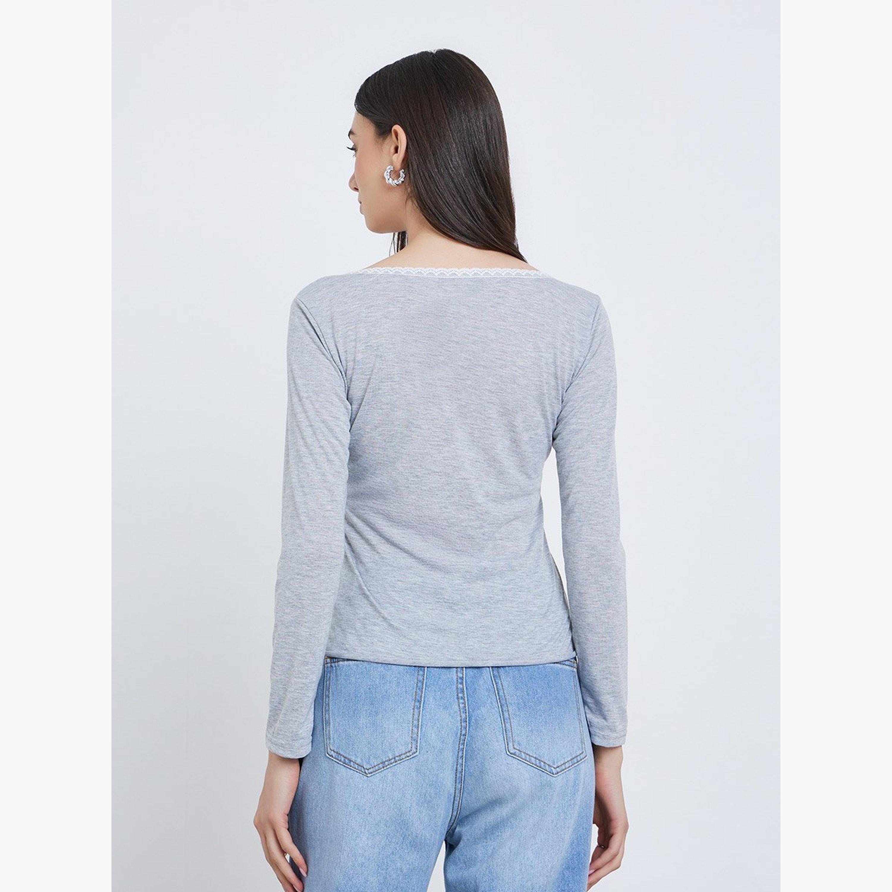 Take Two Solid Wide Neck Lace Detail Knitted Top-women-clothing-tshirts-image-4