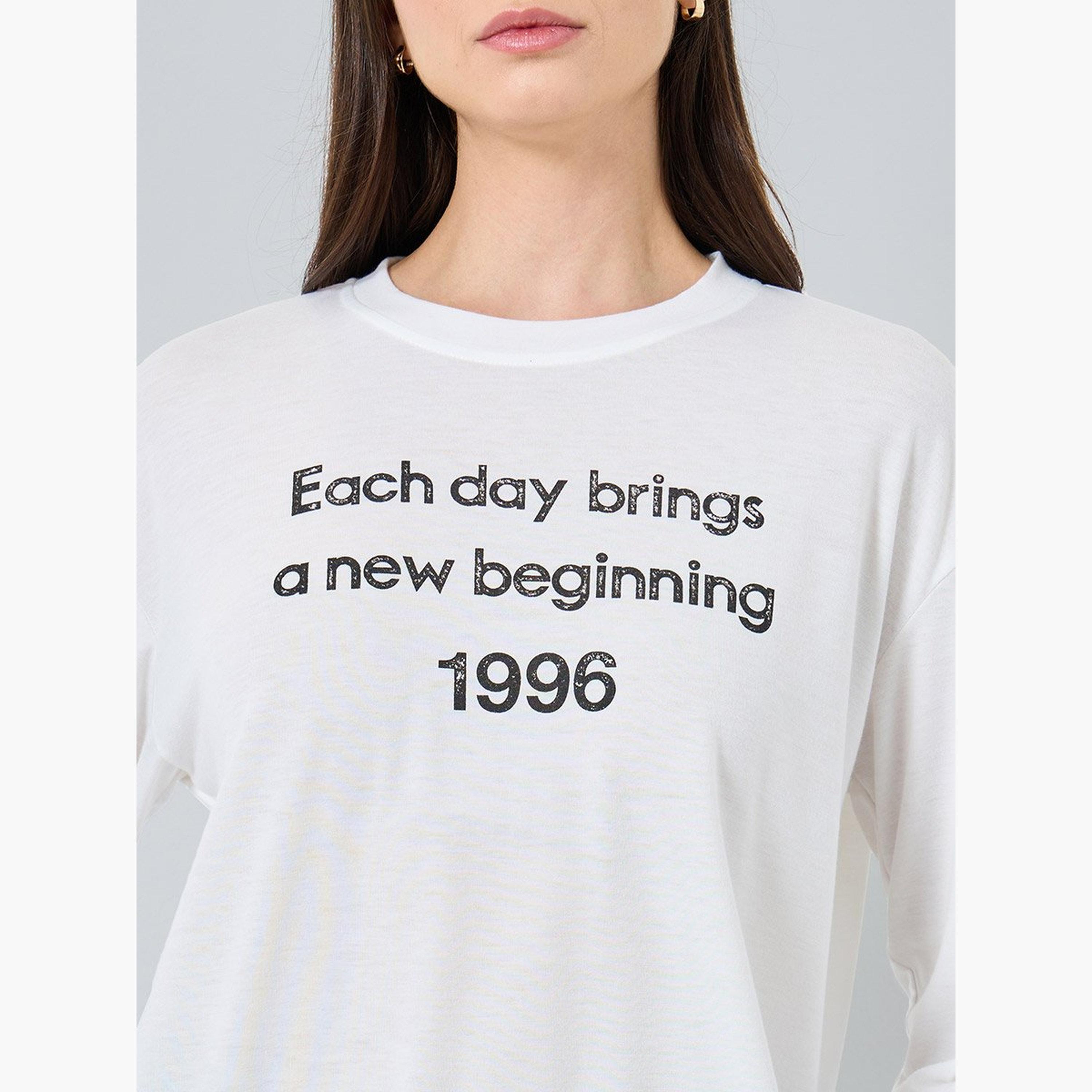 Take Two Women White Slogan Oversized T-Shirt-women-clothing-tshirts-image-4