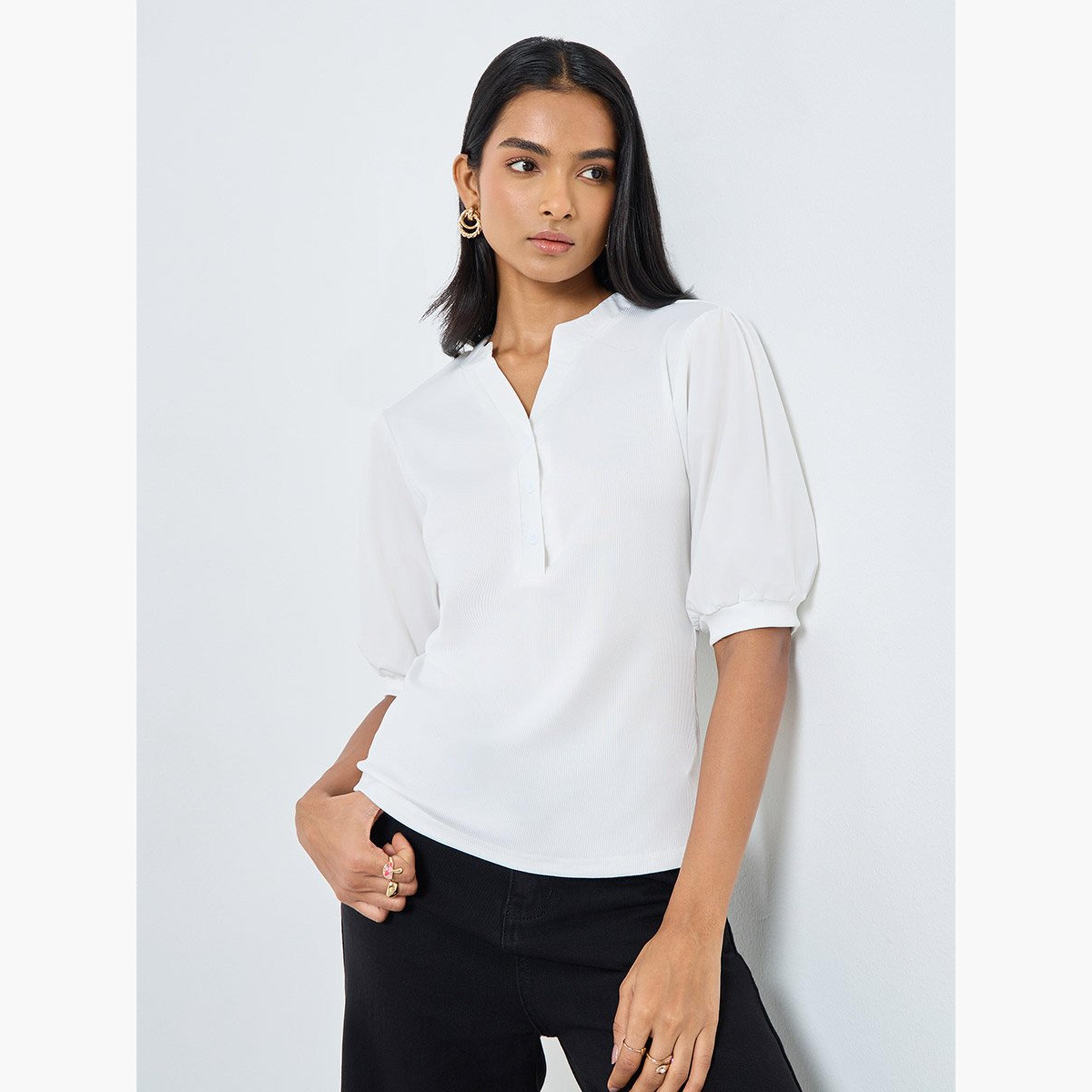 Take Two Elegant White Puff Sleeve Blouse-women-clothing-shirtsandblouses-blouses-image-1