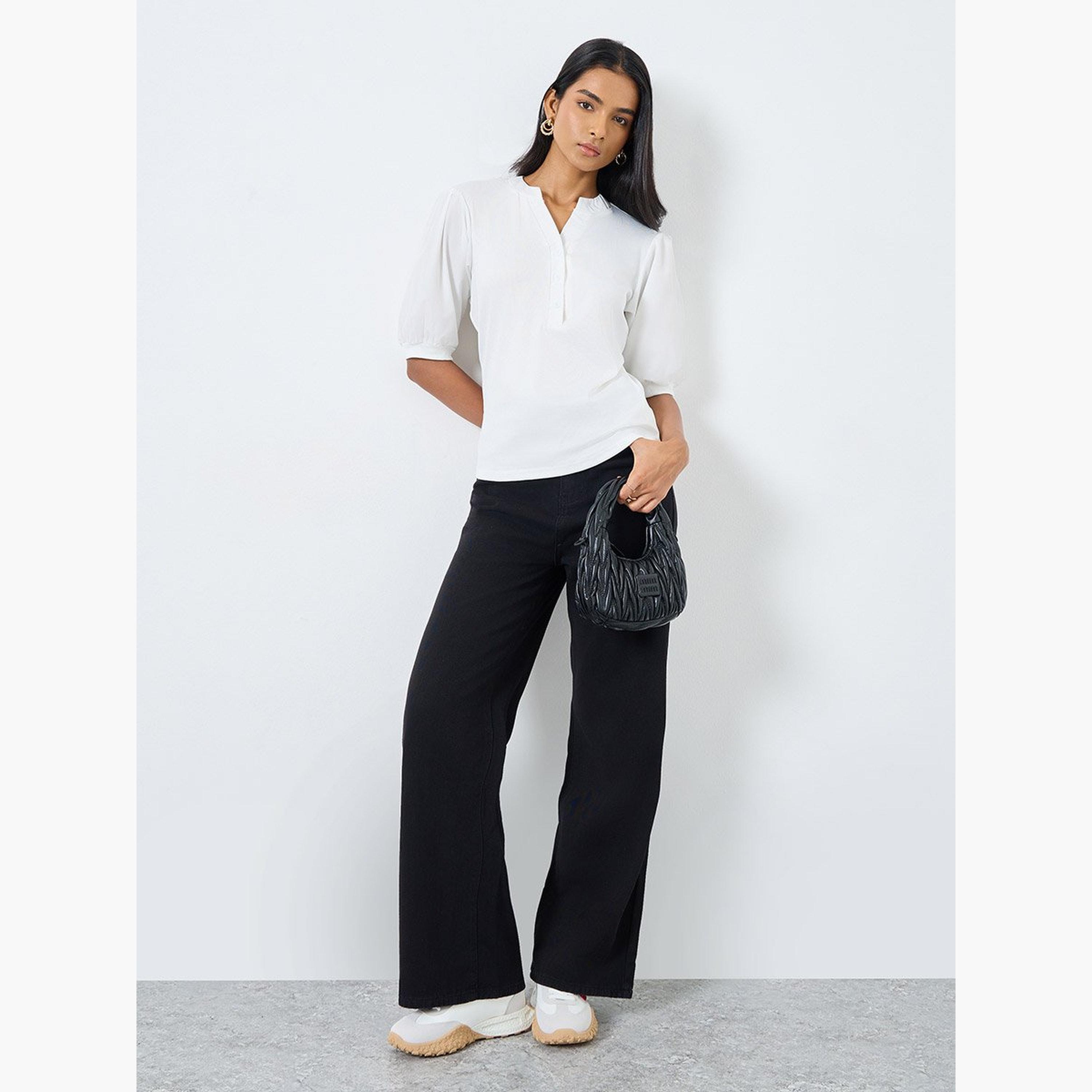 تيك تو - بلوزة بيضاء بأكمام منتفخة-women-clothing-shirtsandblouses-blouses-image-2