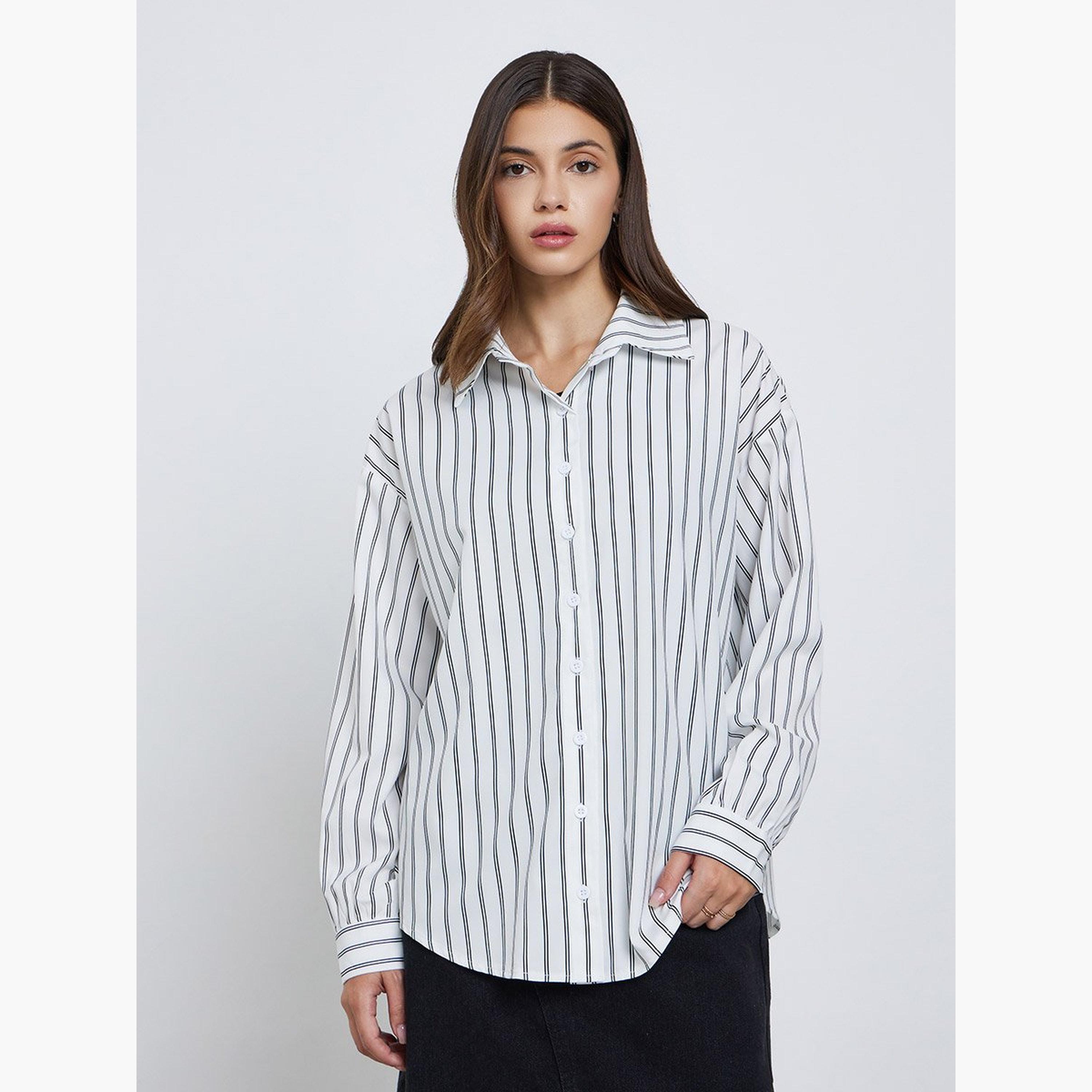 Take Two Striped Long Sleeve Oversized Shirt-women-clothing-shirtsandblouses-shirts-image-1