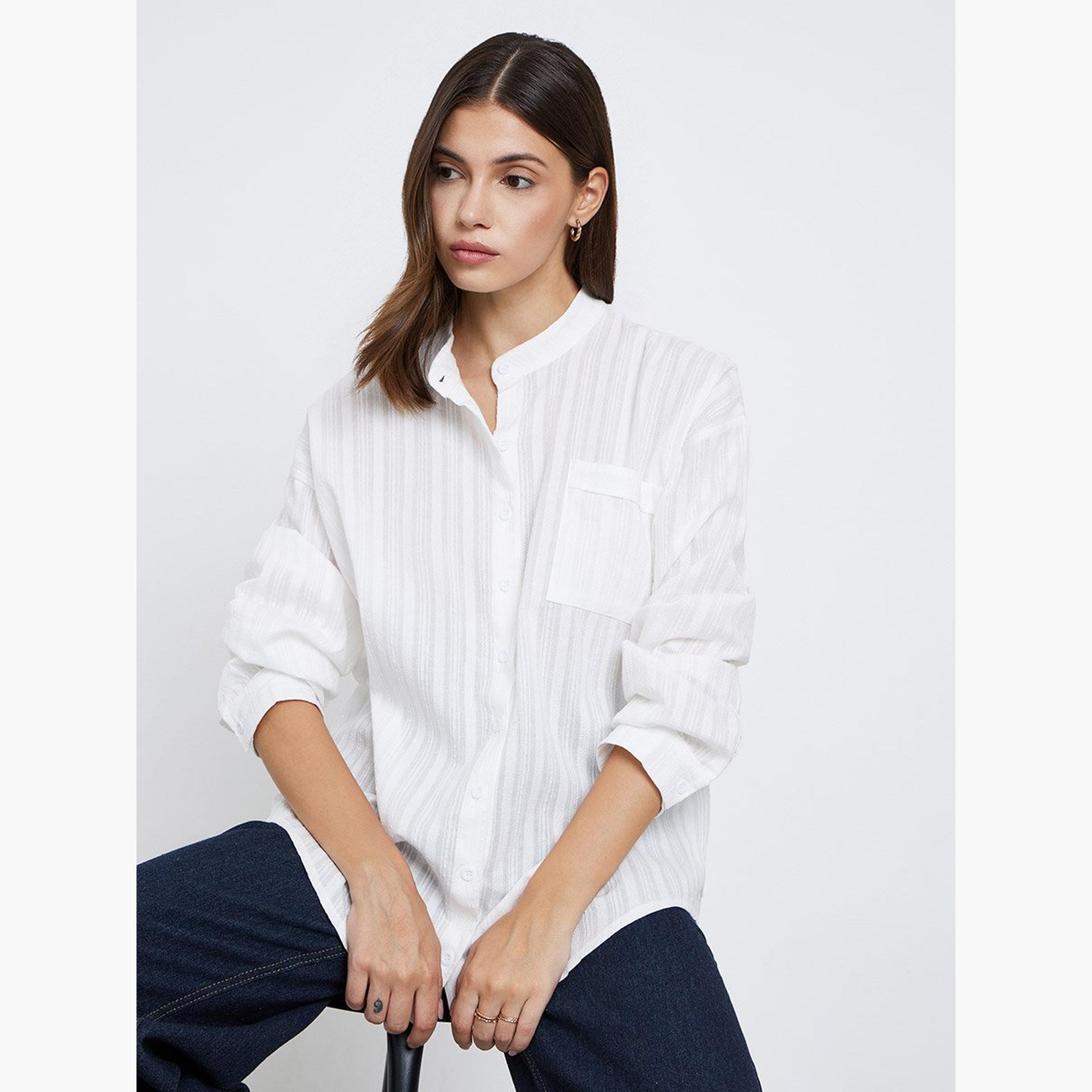 Take Two Women White Textured Oversized Shirts-women-clothing-shirtsandblouses-shirts-image-2