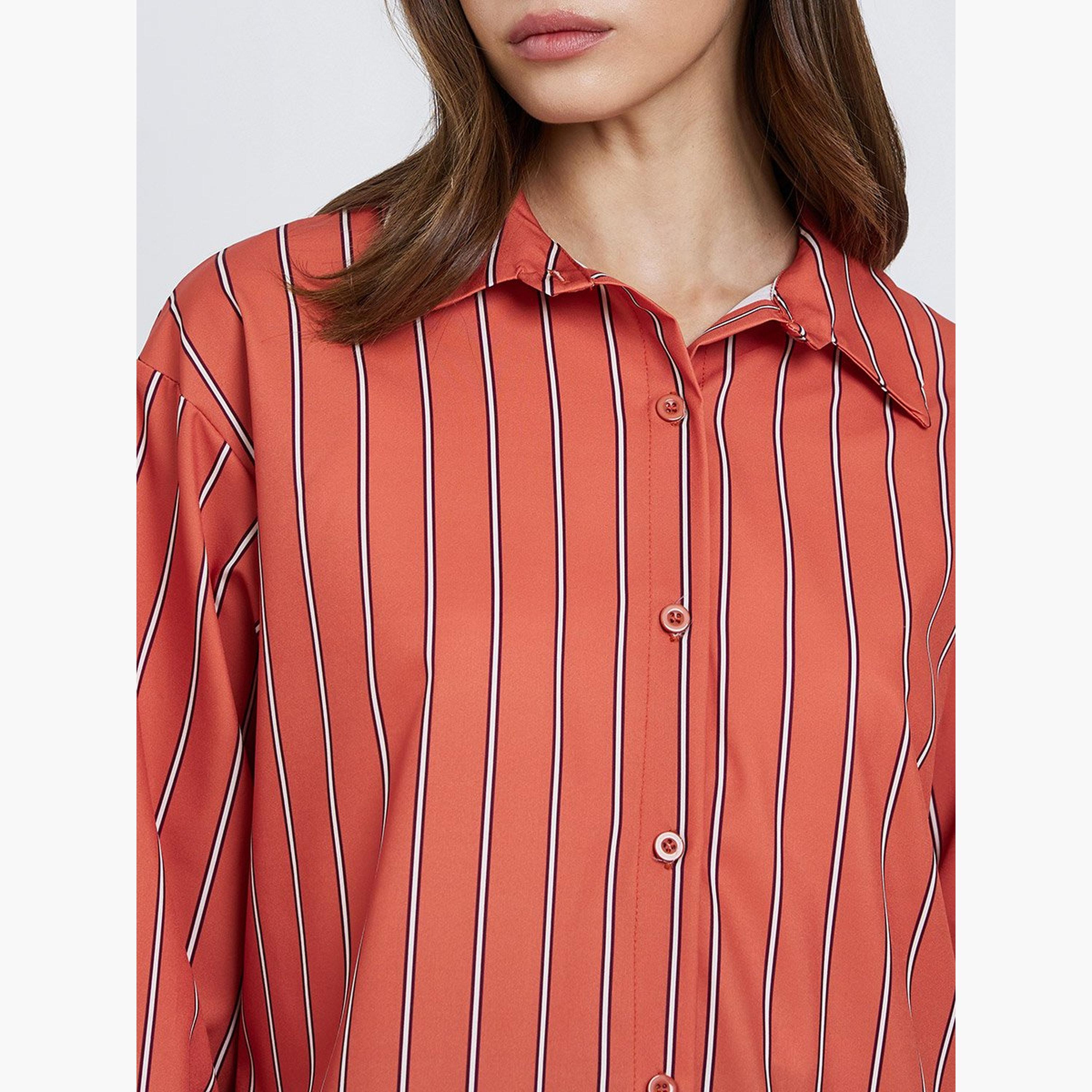 تيك تو - قميص مخطط بأكمام طويلة مقاس كبير-women-clothing-shirtsandblouses-shirts-image-4