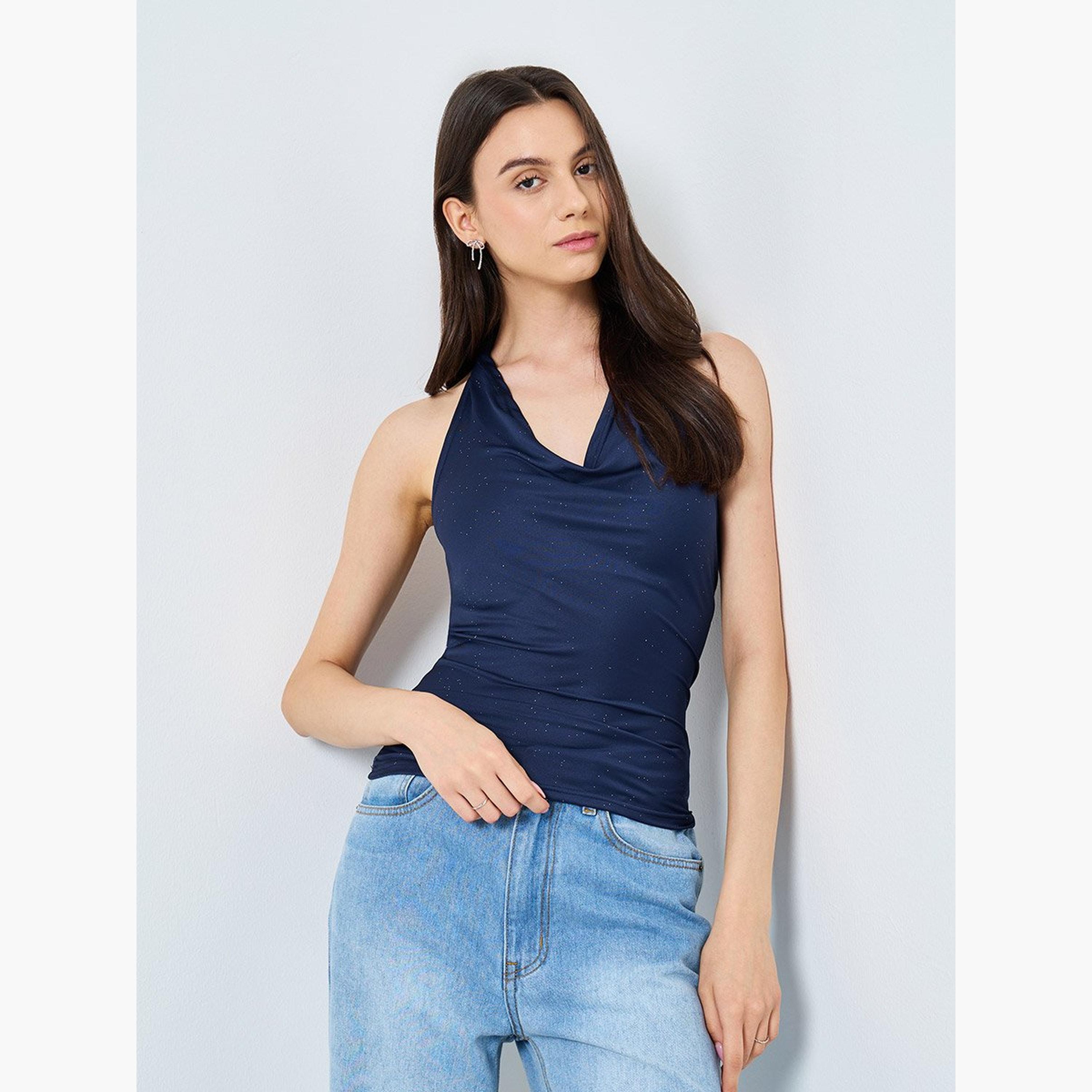 Take Two Solid Halter Neck Knitted Cami-women-clothing-tshirts-image-1