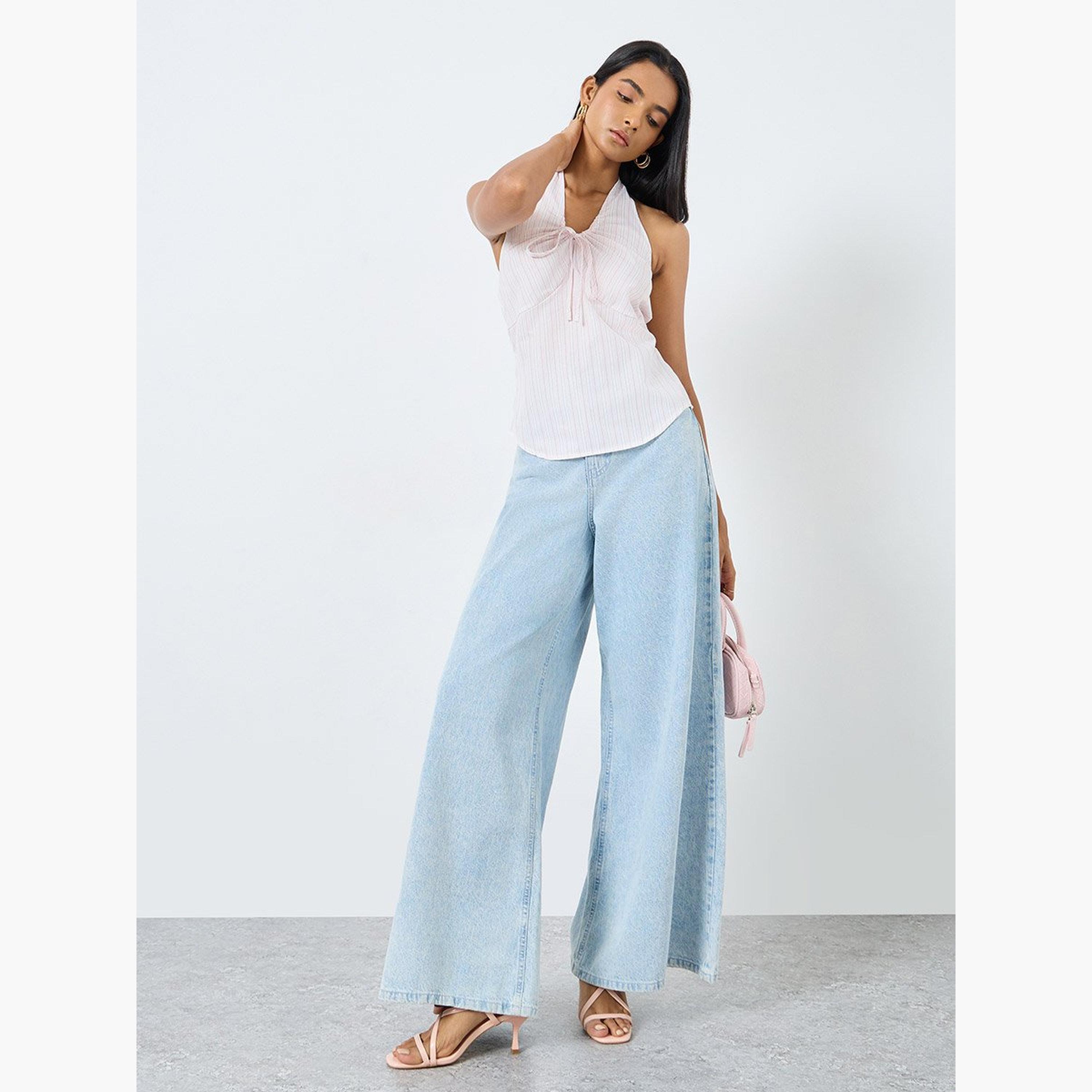 Take Two Striped Halter Neck Tie Up Detail Top-women-clothing-shirtsandblouses-blouses-image-2