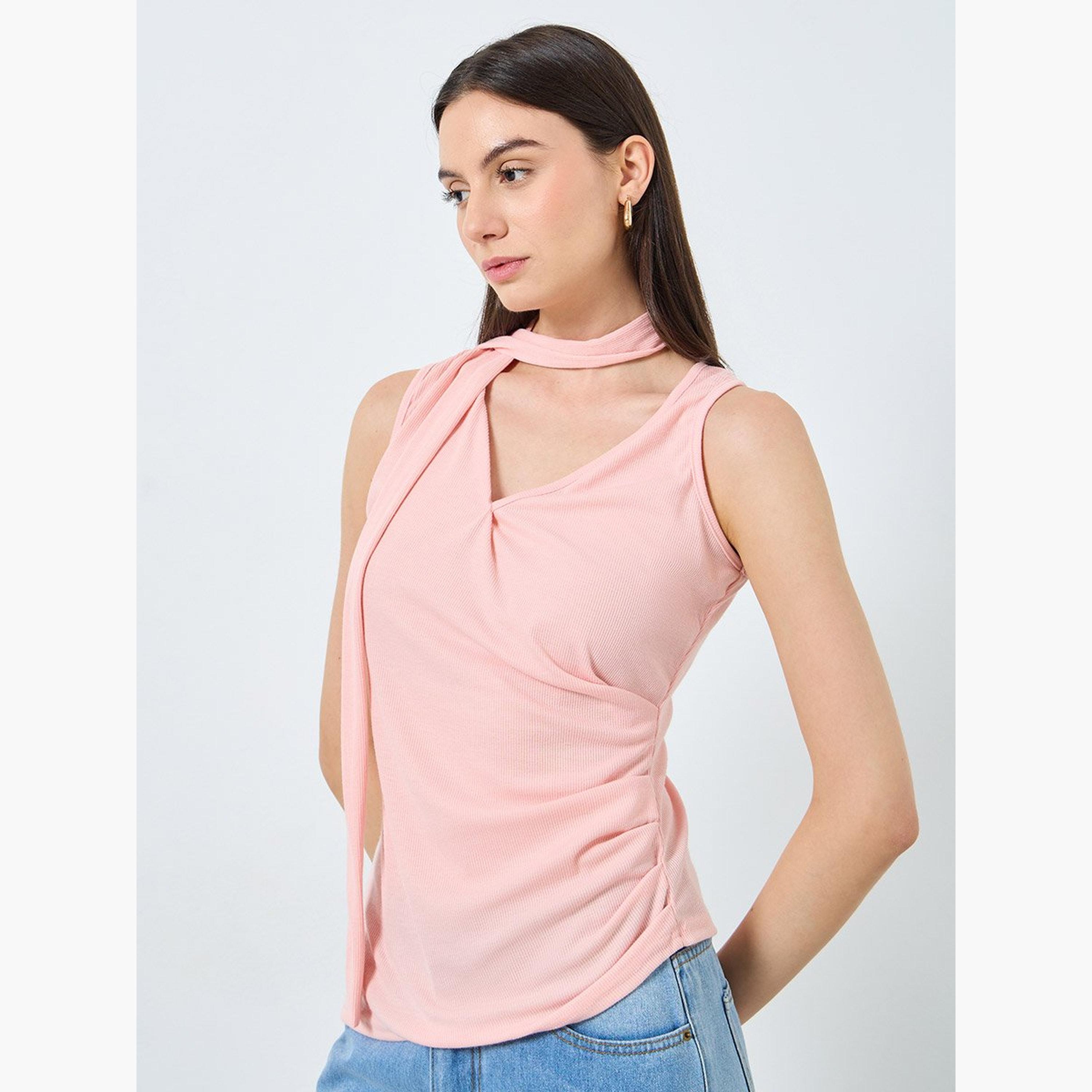 Take Two Solid Tie Detail Sleeveless Ribbed Cami-women-clothing-tshirts-image-1