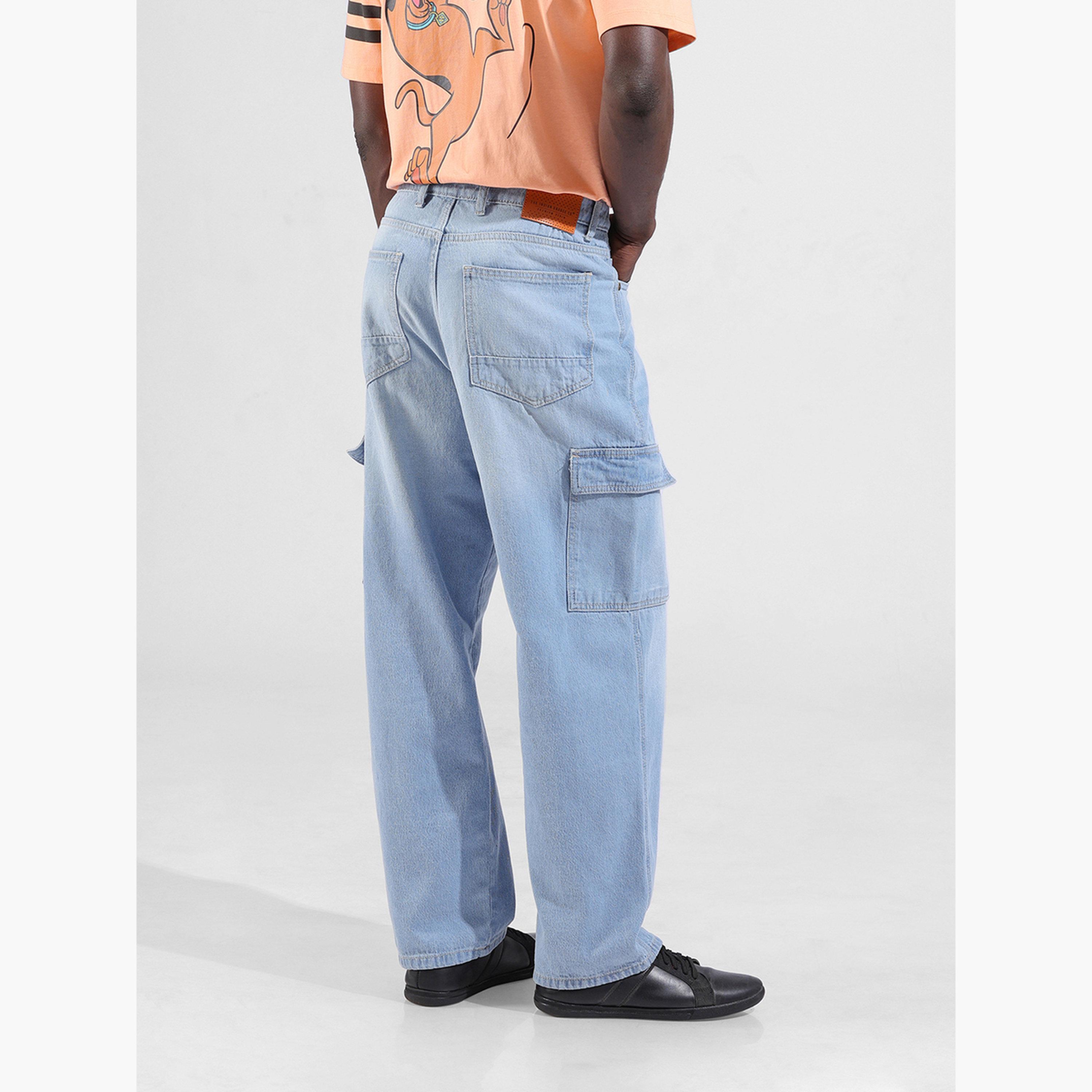 ذا انديان كراج كو - بنطال جينز كارغو رجالي واسع بخصر متوسط-men-clothing-bottoms-jeans-image-3