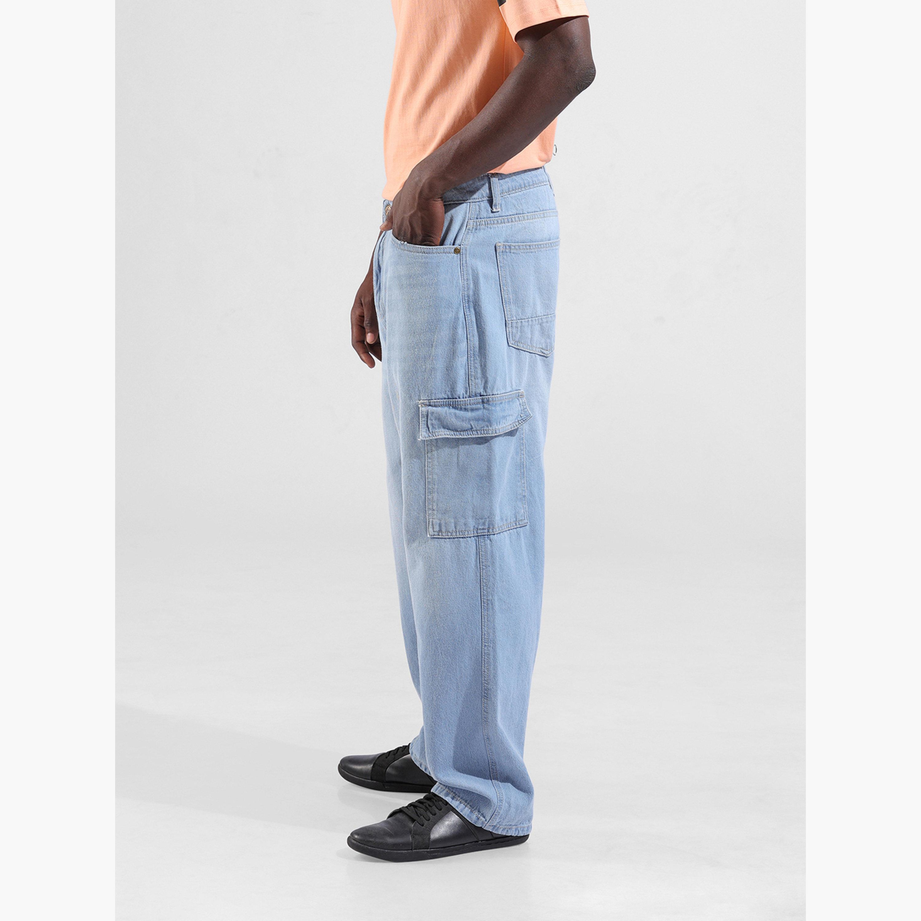 The Indian Garage Co Men Mid Rise Baggy Fit Cargo Jeans-men-clothing-bottoms-jeans-image-4