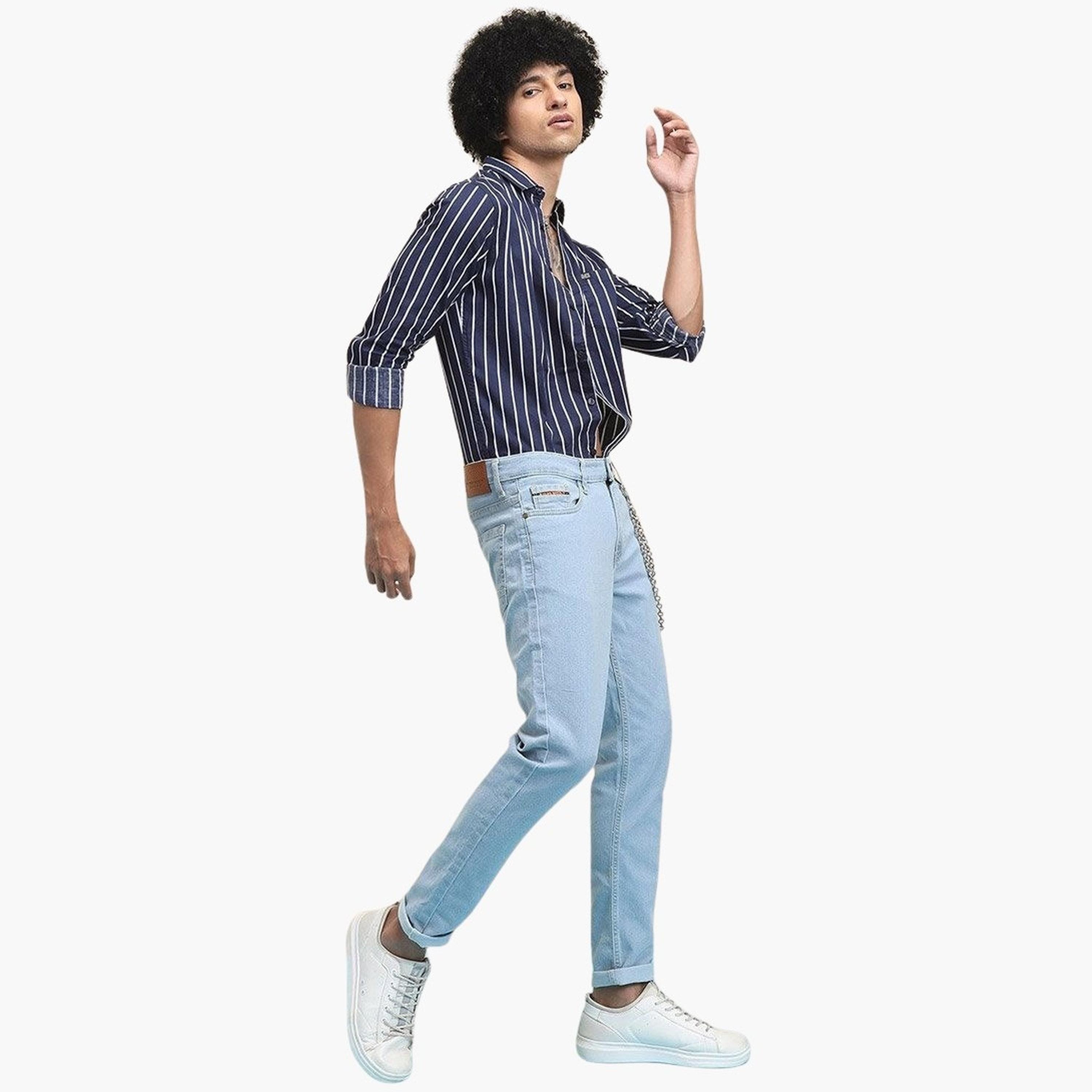 ذا انديان كراج كو × ستايلي - بنطال جينز للرجال تصميم ضيق وخصر متوسط-men-clothing-bottoms-jeans-image-2