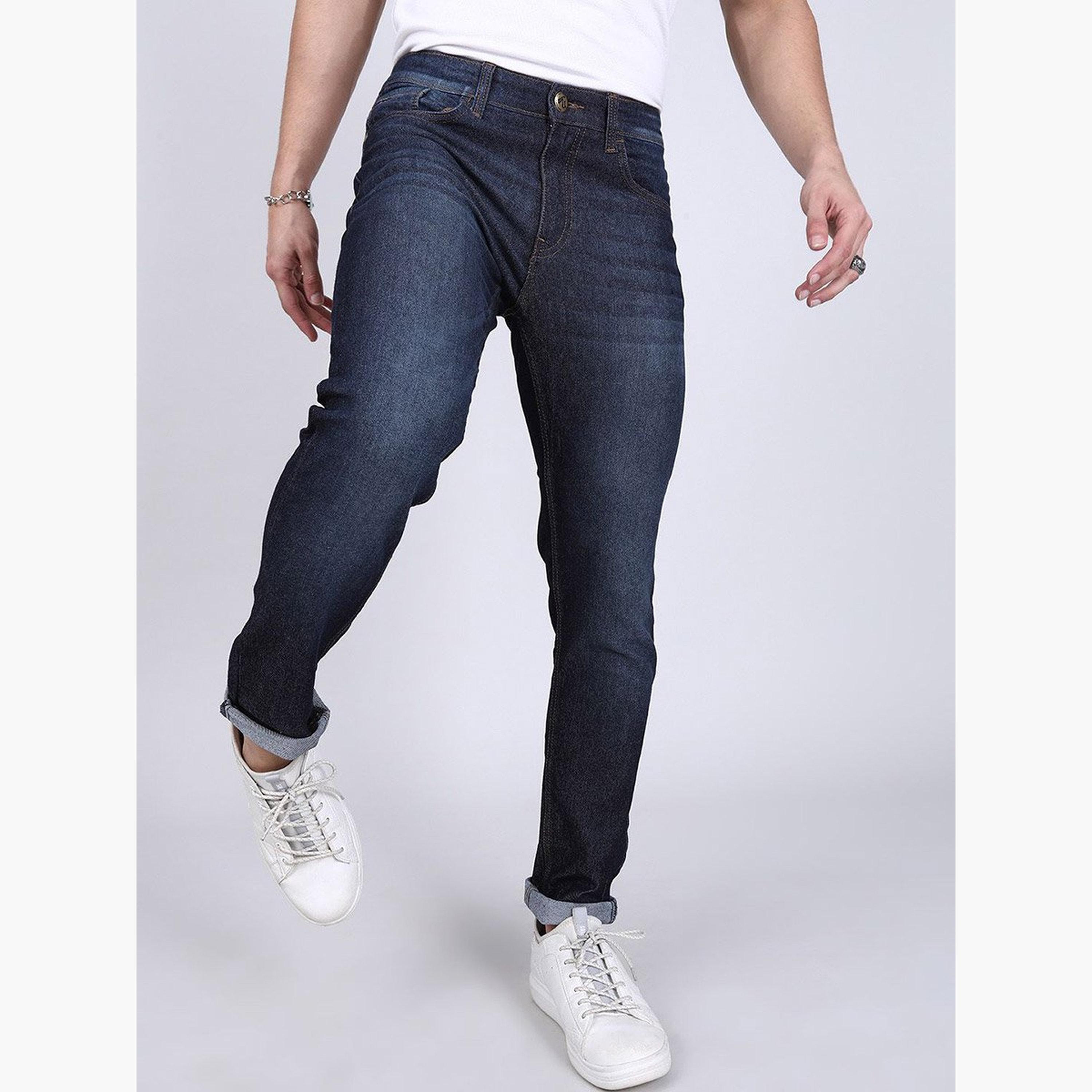 ذا انديان كراج كو × ستايلي - بنطال جينز للرجال تصميم ضيق وخصر متوسط ​​وباهت-men-clothing-bottoms-jeans-image-1