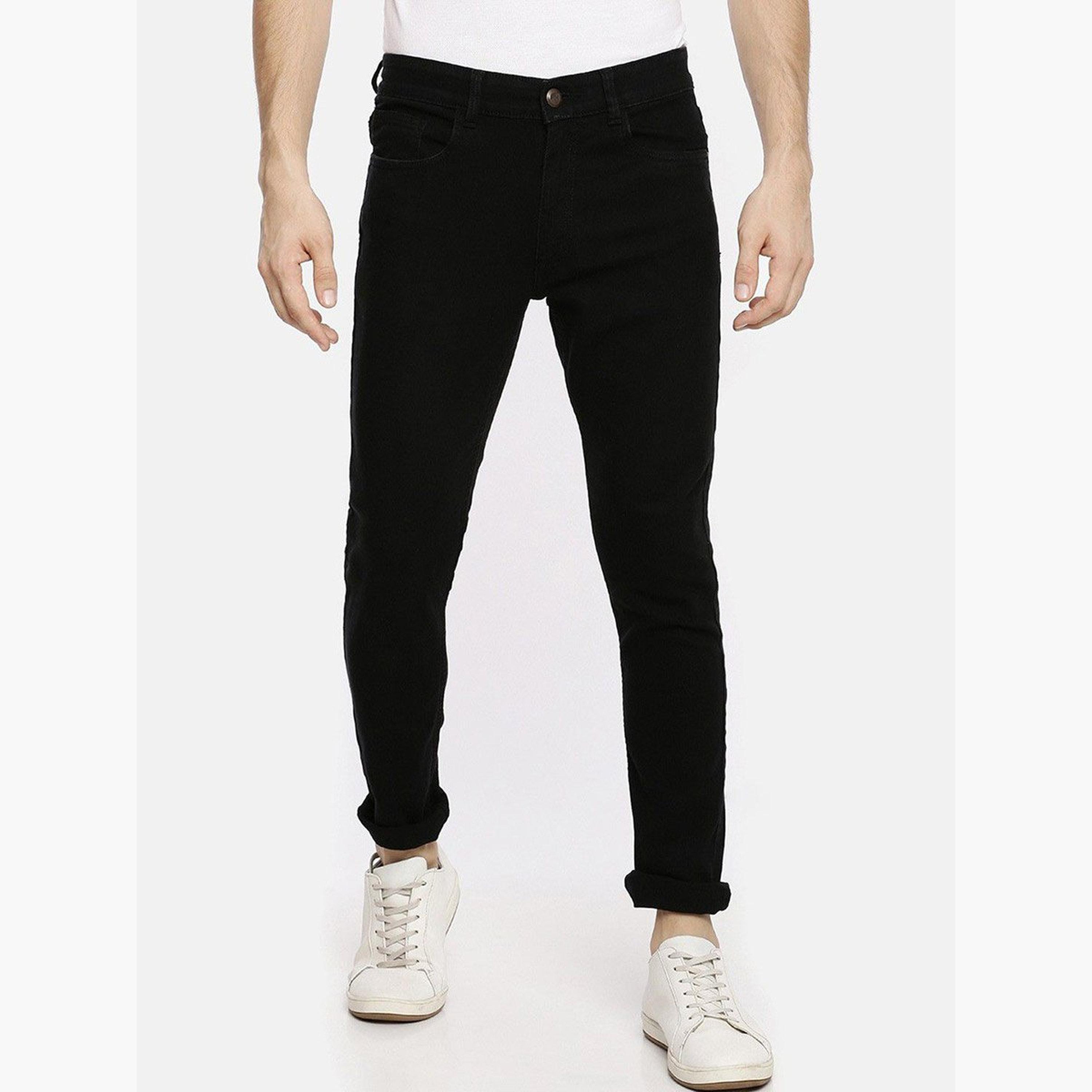 The Indian Garage Co X Styli Men Mid Rise Solid Slim Fit Jeans-men-clothing-bottoms-jeans-image-1