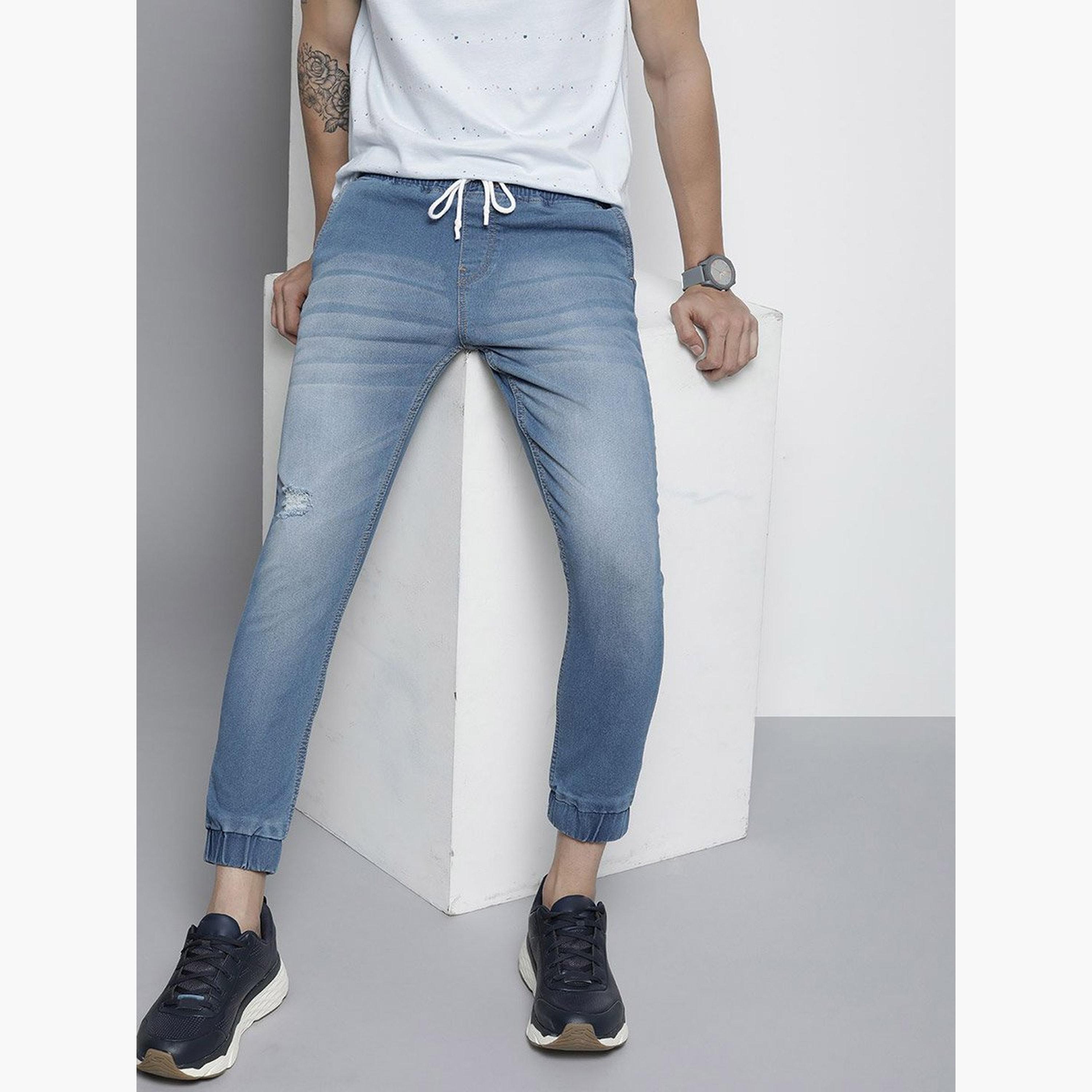 ذا انديان كراج كو × ستايلي - بنطال جينز للرجال متوسط ​​الارتفاع مع لمسة خفيفة من البهتان-men-clothing-bottoms-jeans-image-1