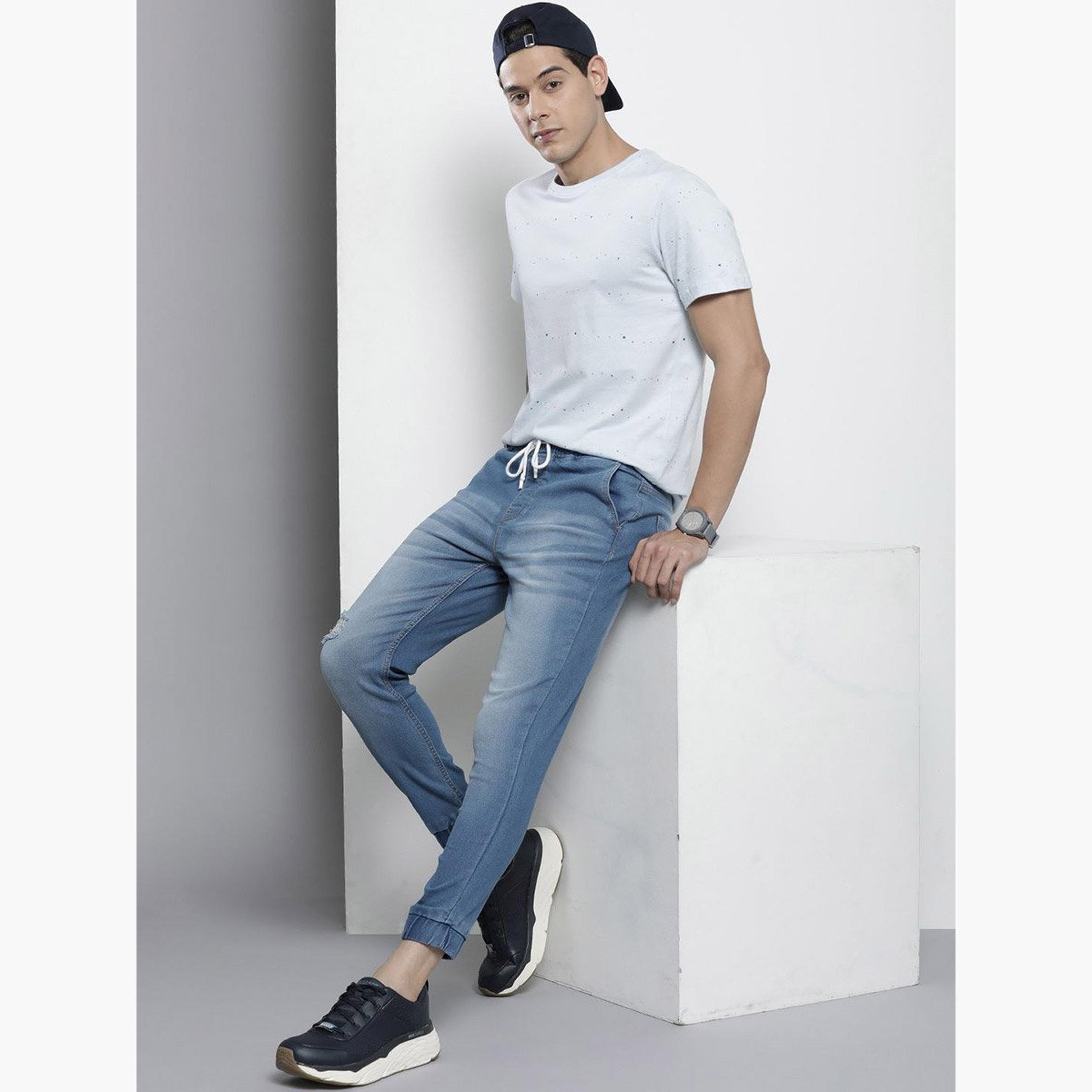 ذا انديان كراج كو × ستايلي - بنطال جينز للرجال متوسط ​​الارتفاع مع لمسة خفيفة من البهتان-men-clothing-bottoms-jeans-image-5