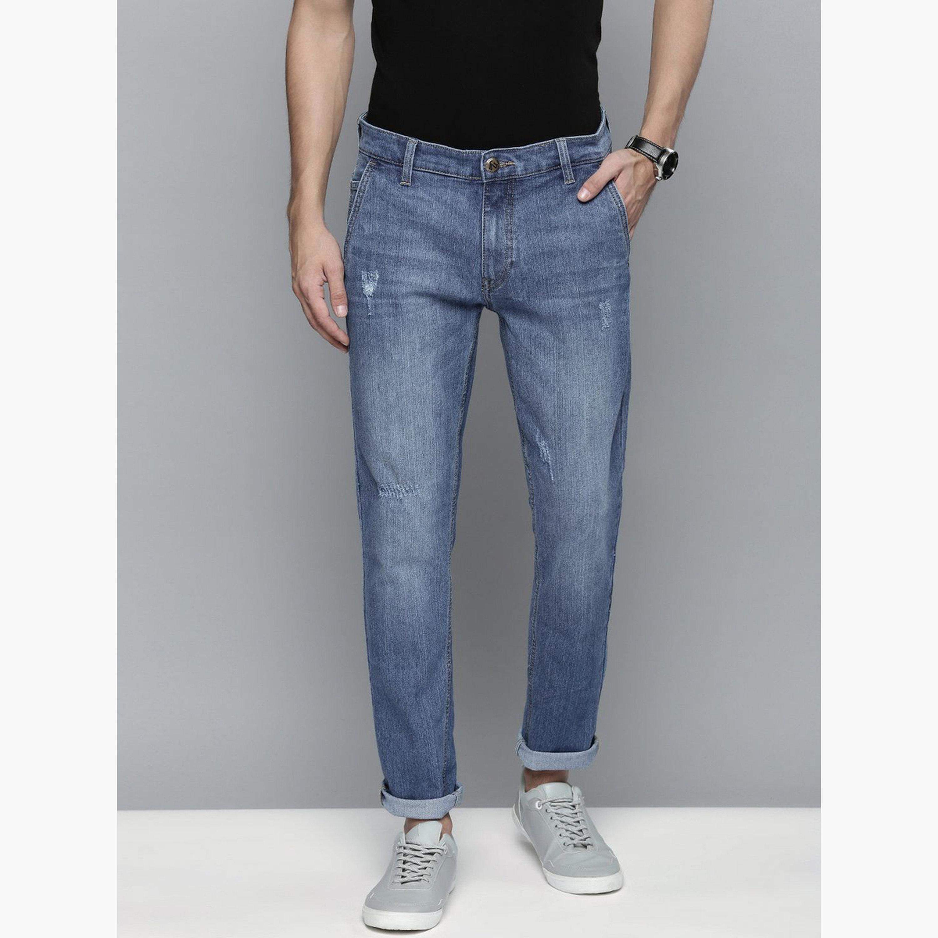ذا انديان كراج كو × ستايلي - بنطال جينز بقصّة تصميم نحيف باهت للرجال-men-clothing-bottoms-jeans-image-1