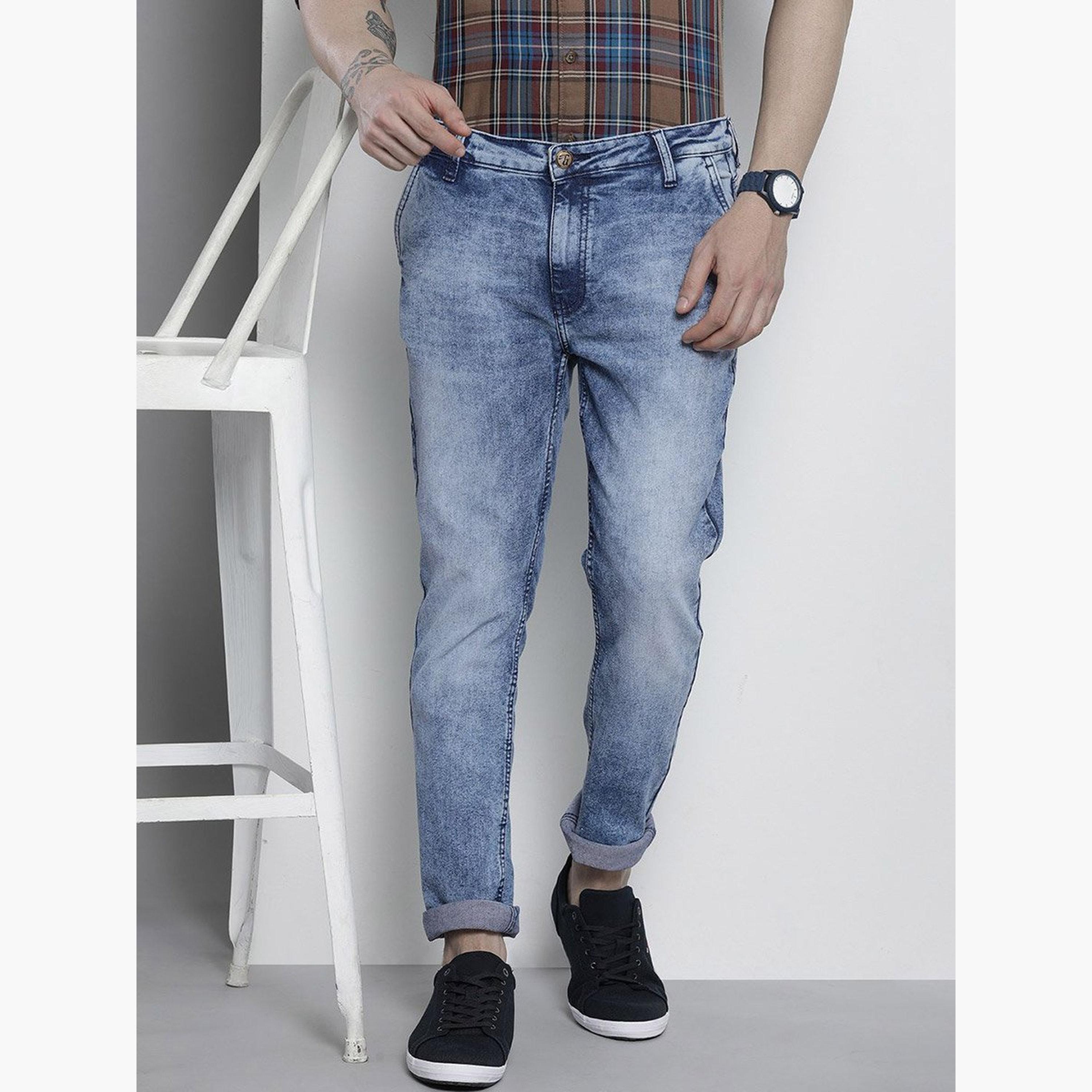 ذا انديان كراج كو × ستايلي - بنطال جينز للرجال ضيق متوسط ​​الارتفاع وثقيل وباهت اللون-men-clothing-bottoms-jeans-image-1