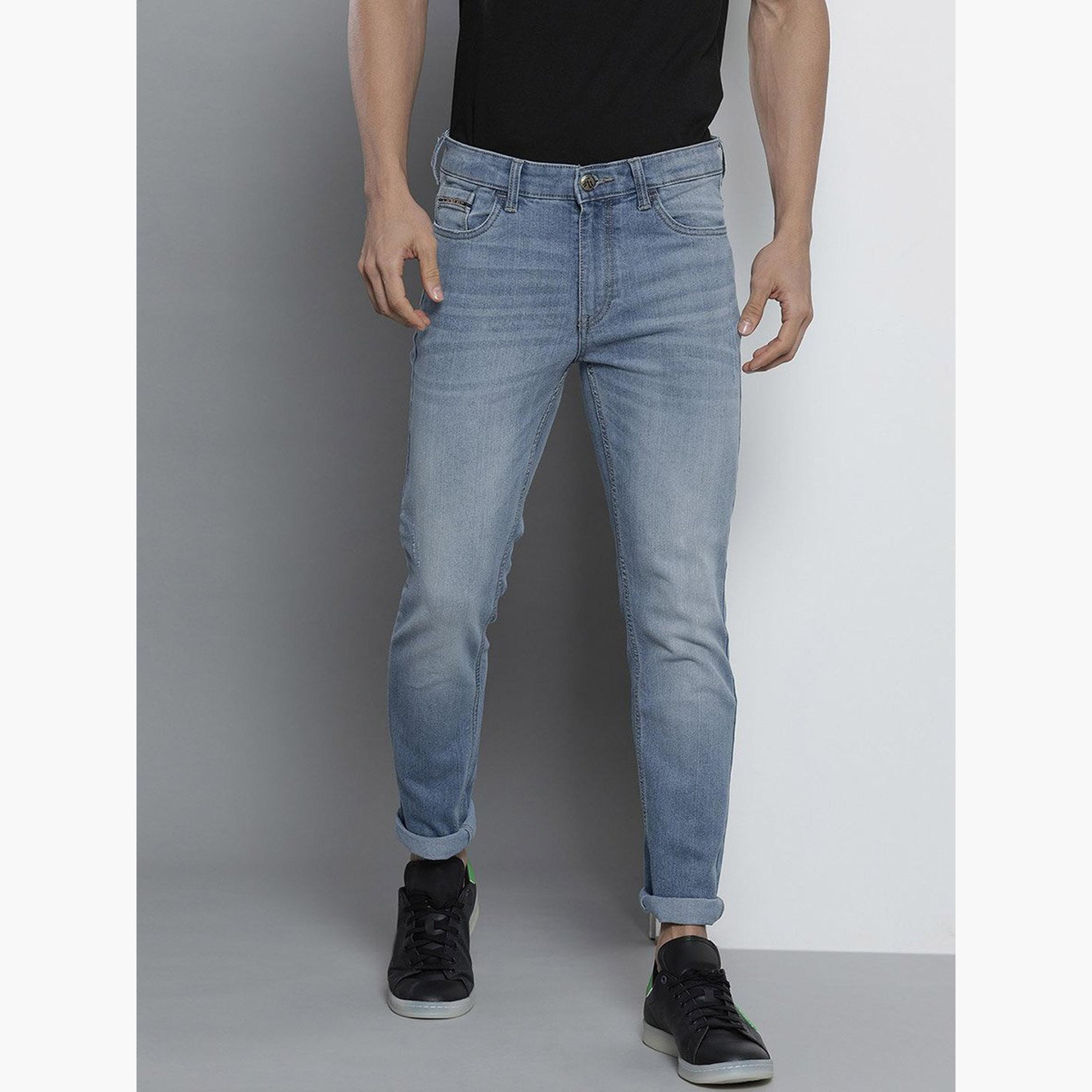 ذا انديان كراج كو × ستايلي - بنطال جينز للرجال ضيق متوسط ​​الارتفاع وثقيل وباهت اللون-men-clothing-bottoms-jeans-image-1